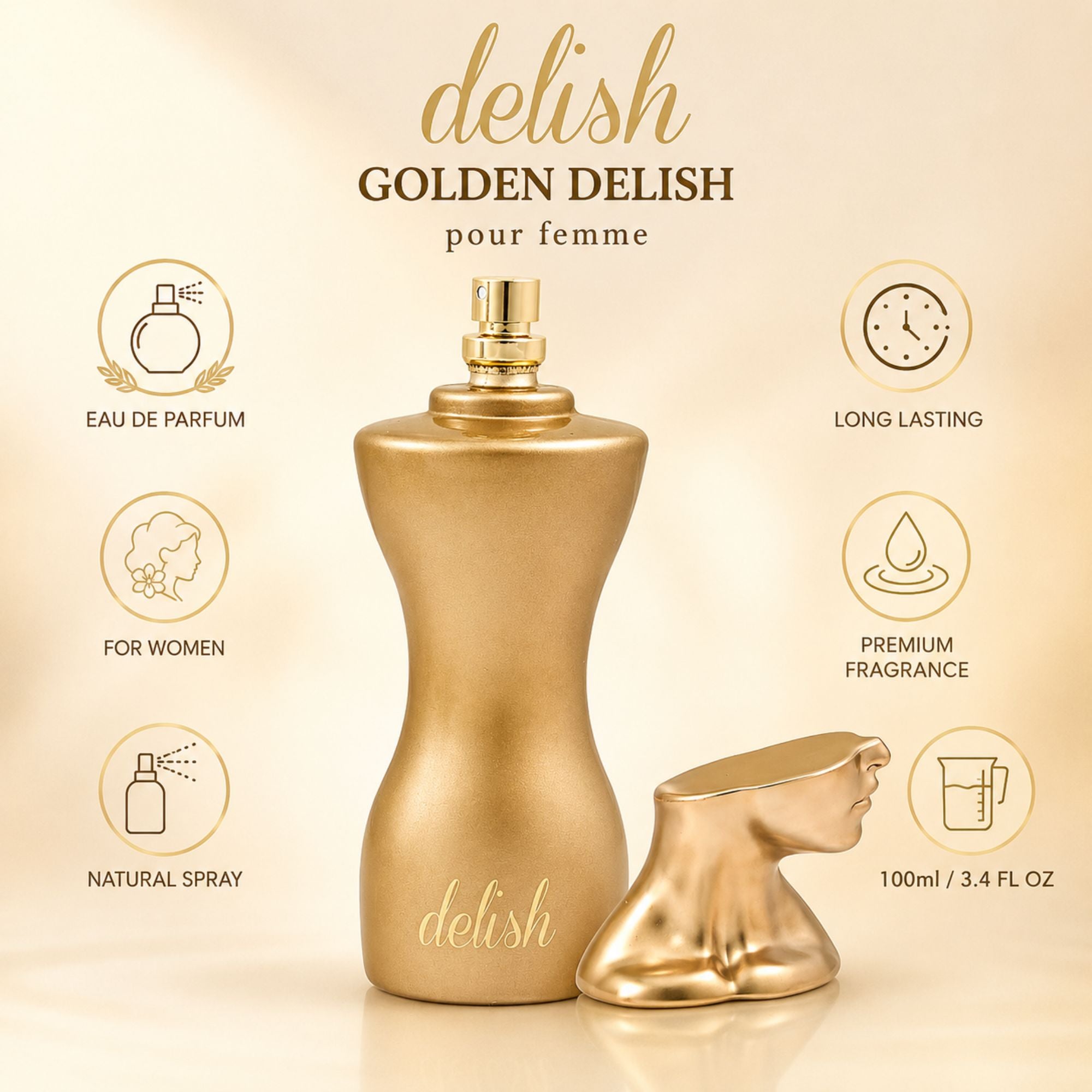 3.4 Fl Oz (100ml) Delish Golden Delish Perfume for Women
