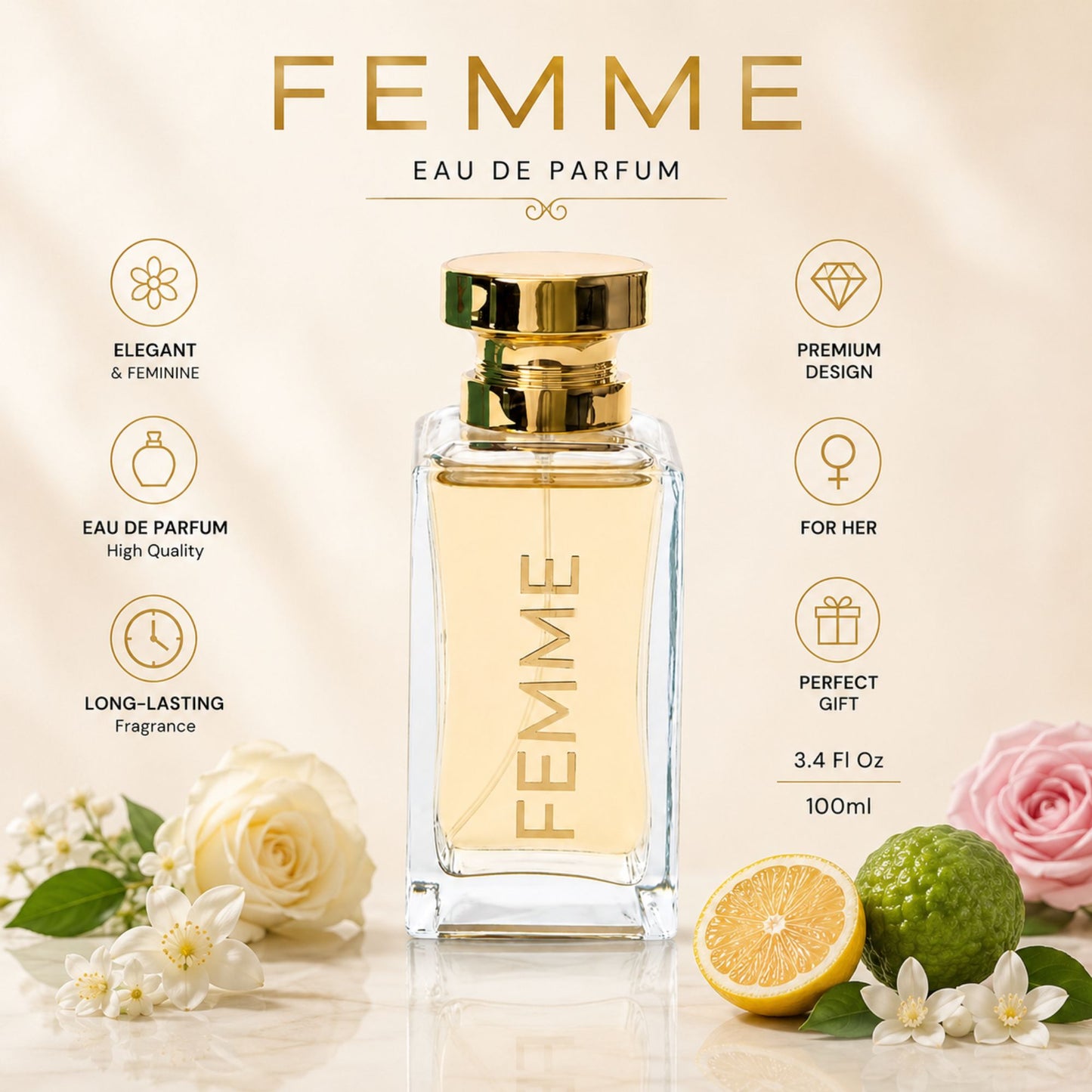 FEMME Pour Femme Women's Eau de Parfum Spray 3.4 Fl Oz