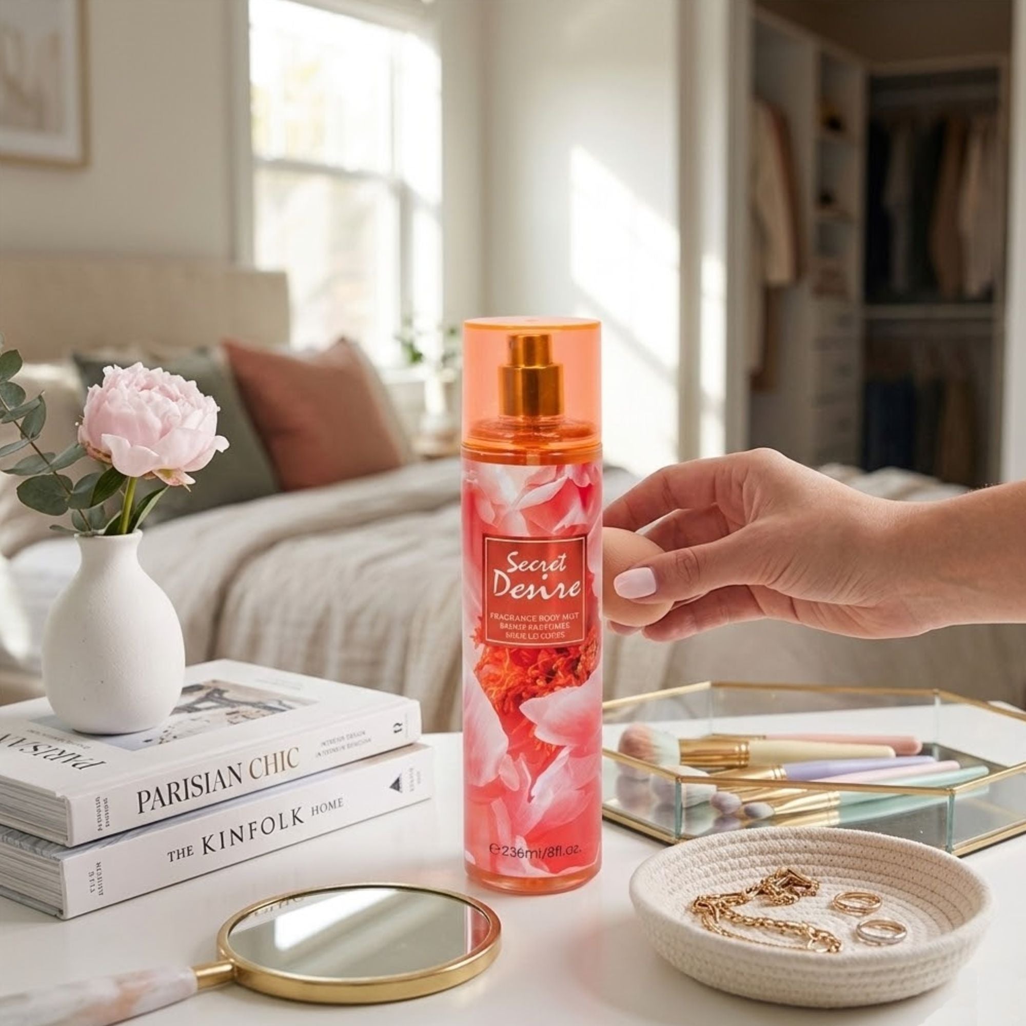 8oz Secret Desire Fragrance Women's Body Mist Spray lifestyle use image