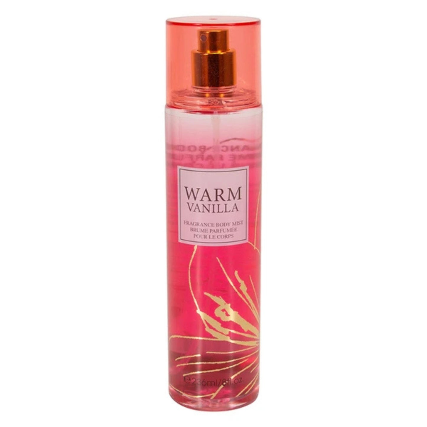 Warm Vanilla Fragrance Women's Body Mist Spray on white background