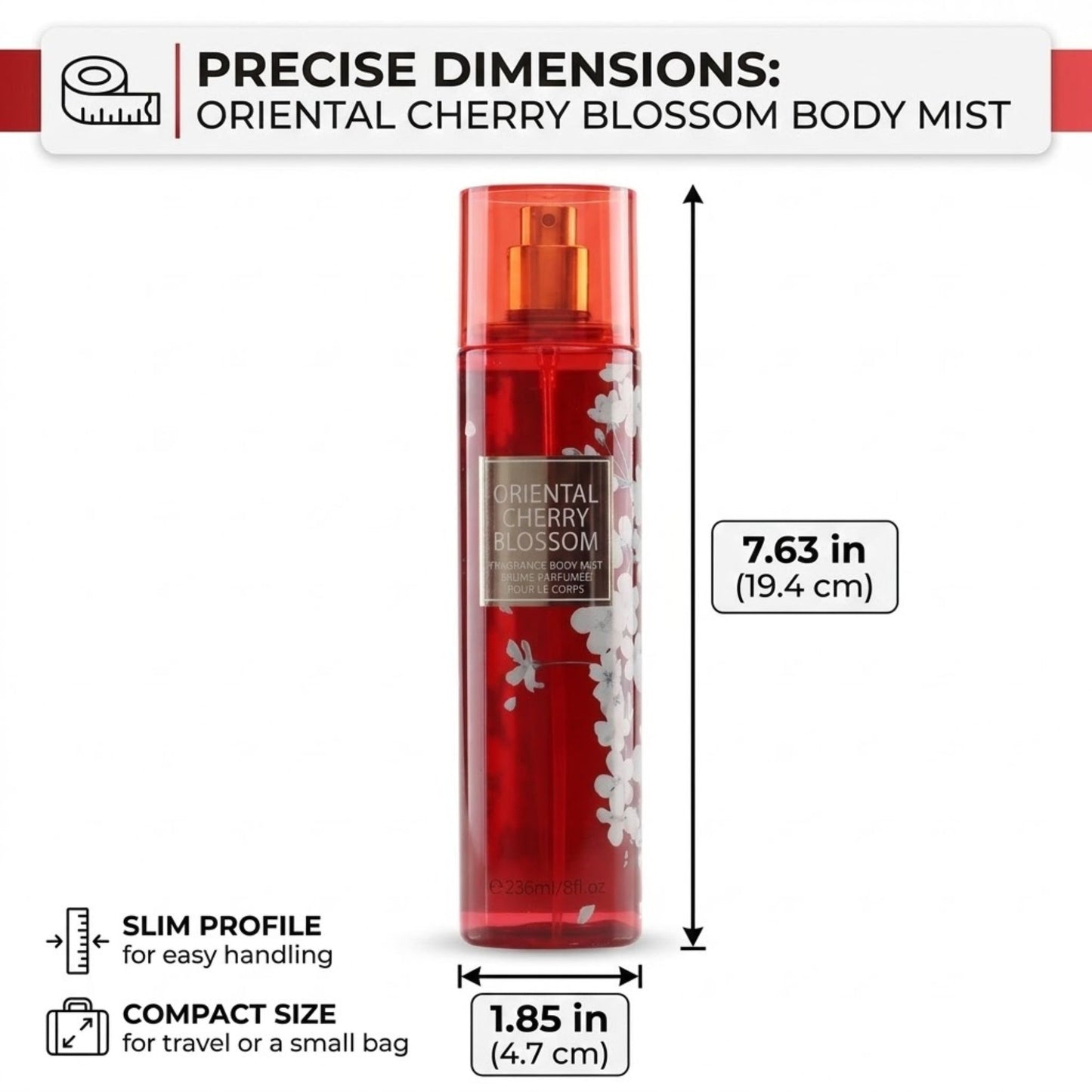 8oz Oriental Cherry Blossom Fragrance Women's Body Mist Spray