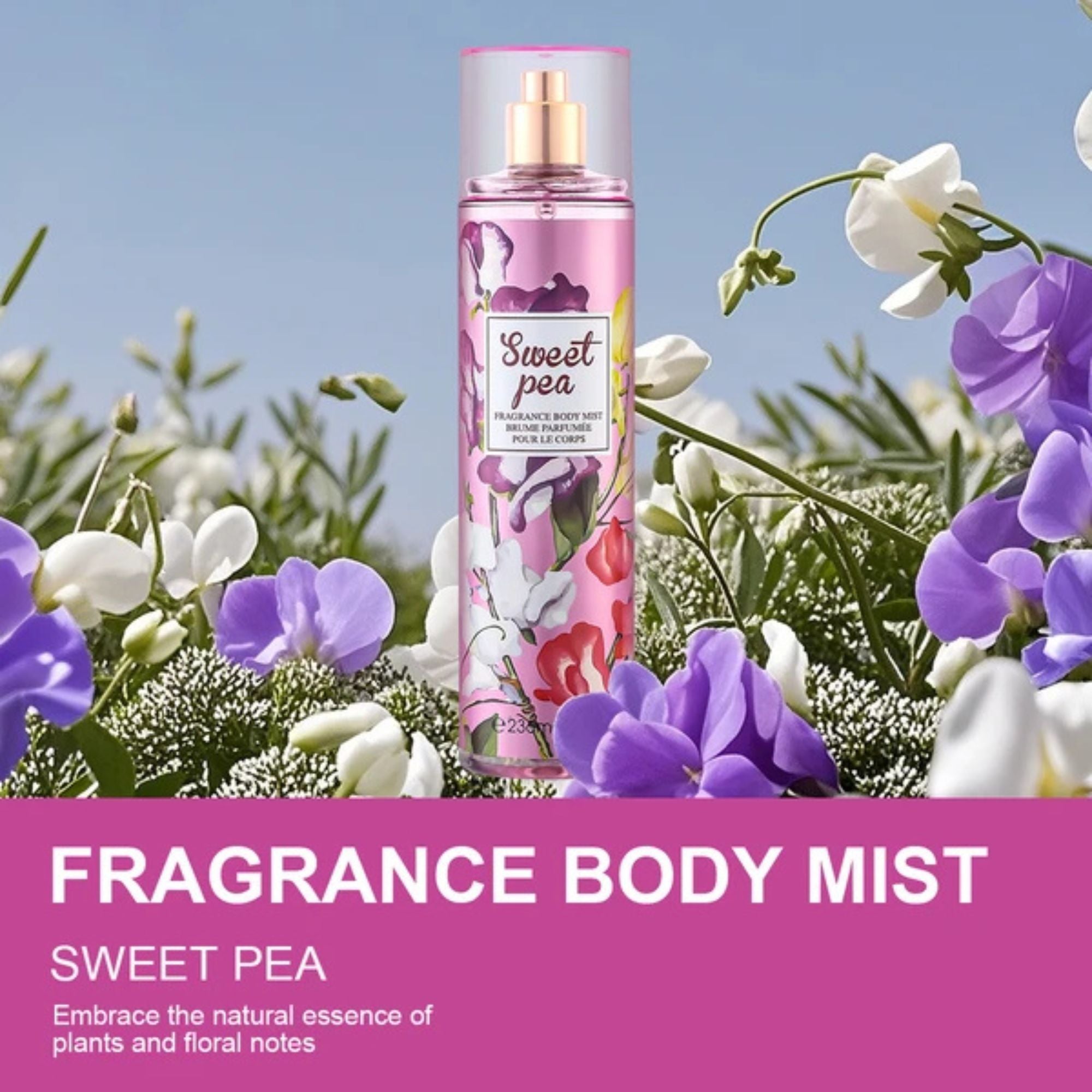 8oz Sweet Pea Fragrance Women's Body Mist Spray size and feature image