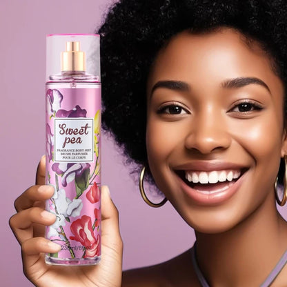 Enjoy a soft and refreshing floral scent Sweet Pea Fragrance Body Mist for Women.