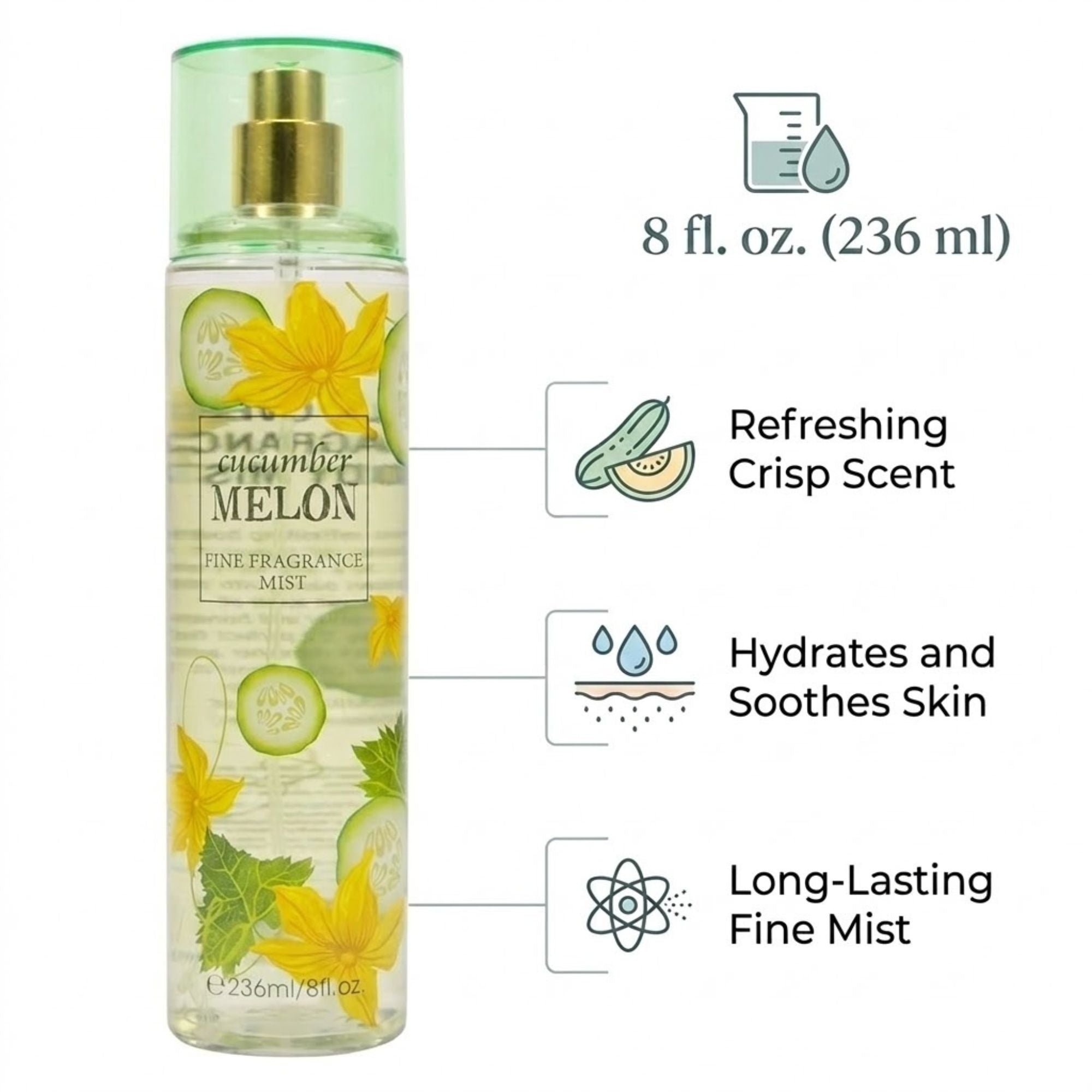 8oz Cucumber Melon Fragrance Women’s Body Mist Spray product detail image