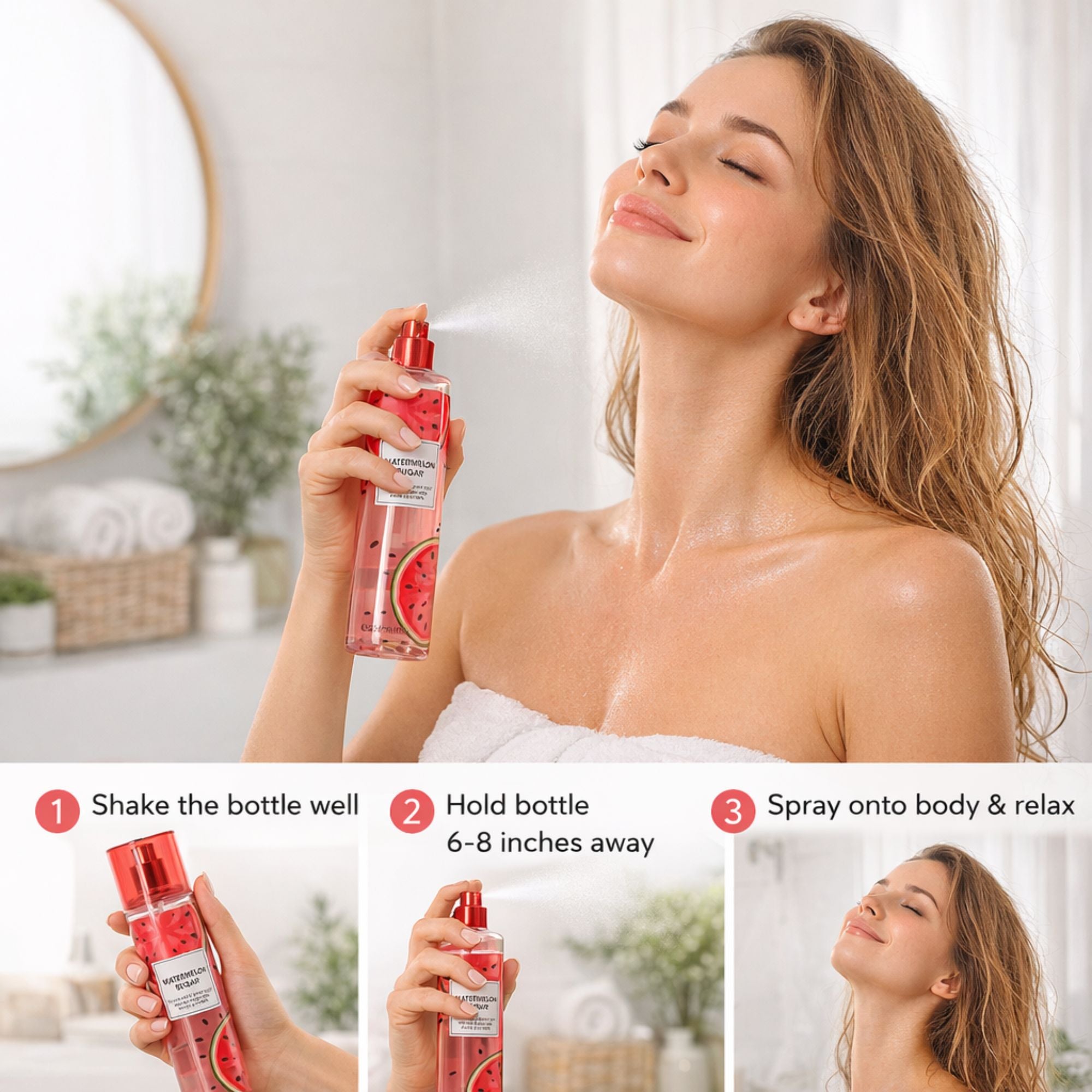 8oz Watermelon Sugar Fragrance Women’s Body Mist Spray size and feature image