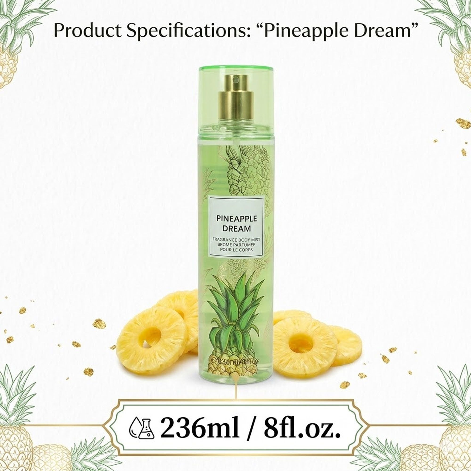 8oz Pineapple Dream Fragrance Women's Body Mist Spray product detail image