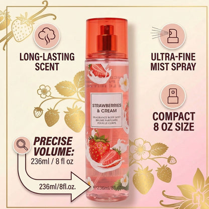 8oz Strawberries & Cream Fragrance Women's Body Mist Spray