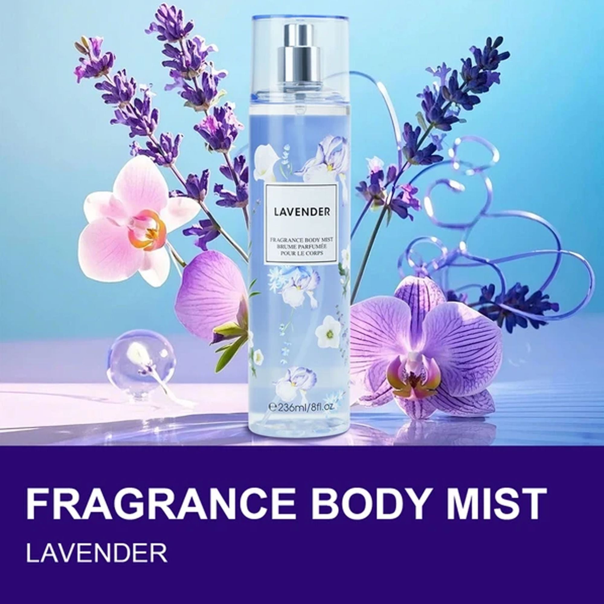 8oz Lavender Fragrance Women's Body Mist Spray size and feature image