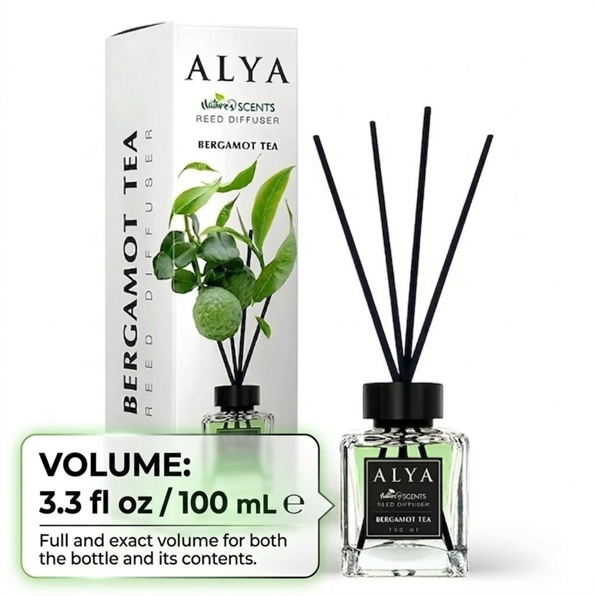 3.3oz ALYA Nature Scents Bergamot Tea Reed Diffuser product detail image