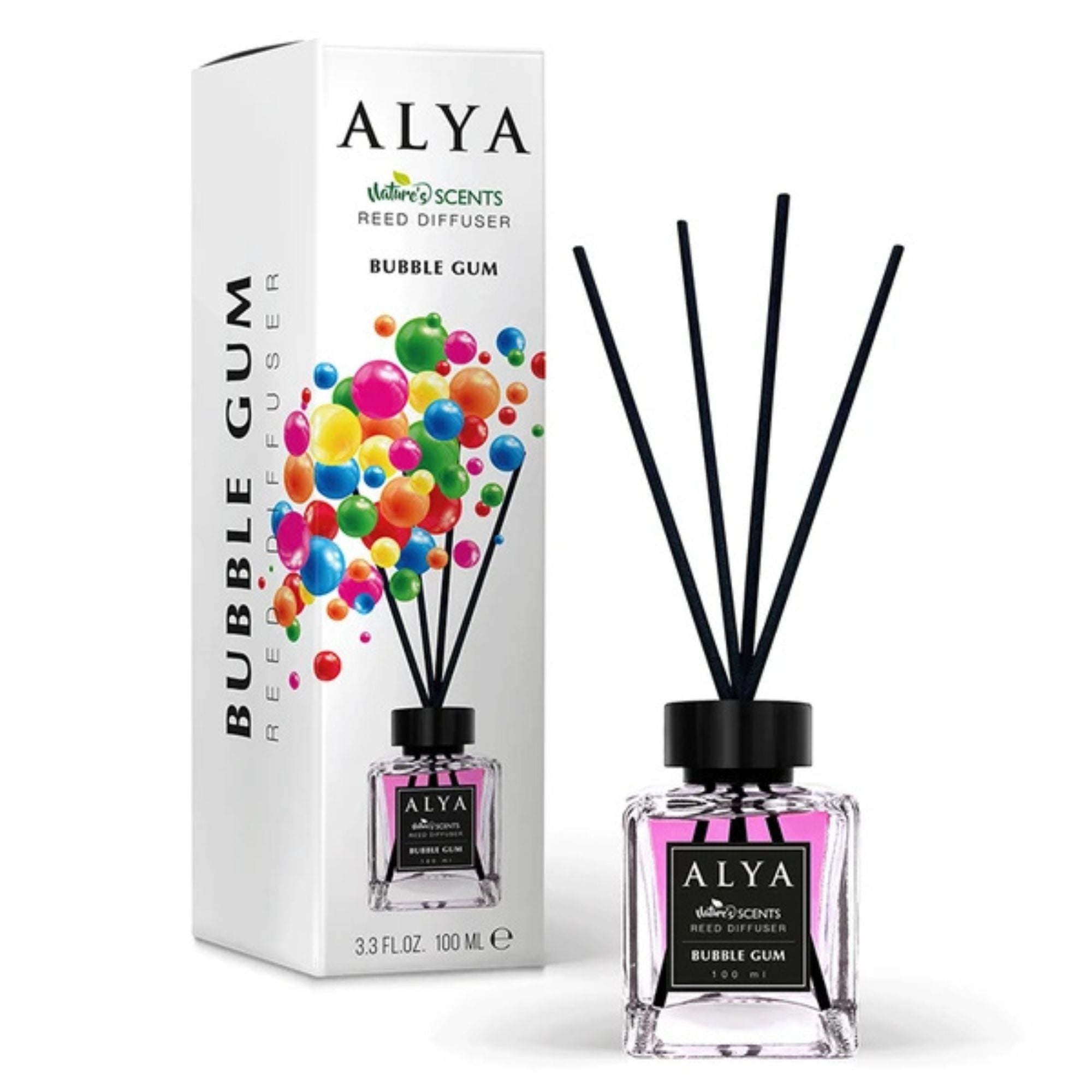 3.3oz ALYA Nature Scents Bubble Gum Reed Diffuser main product image