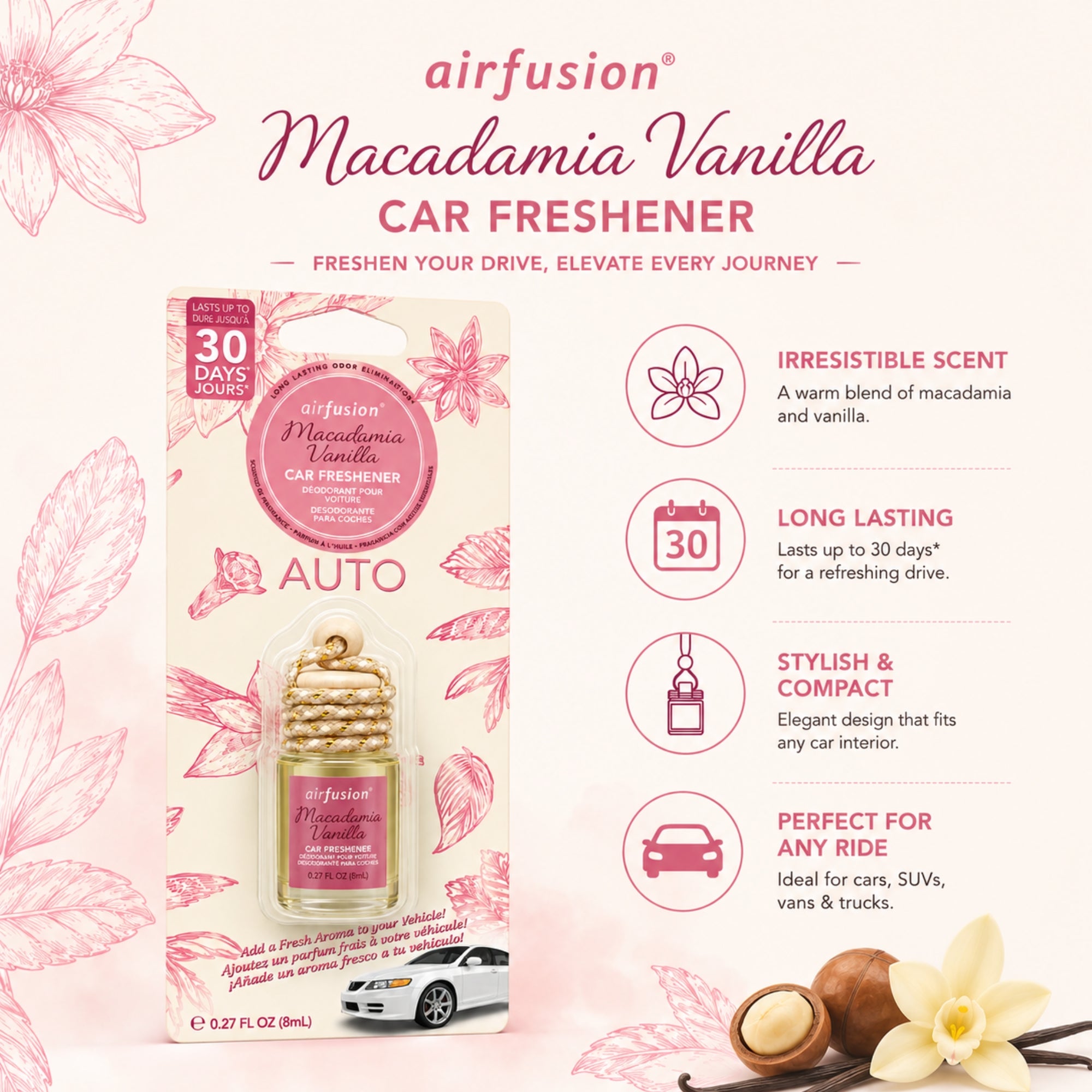 0.27oz Long Lasting Vanilla Car Freshener