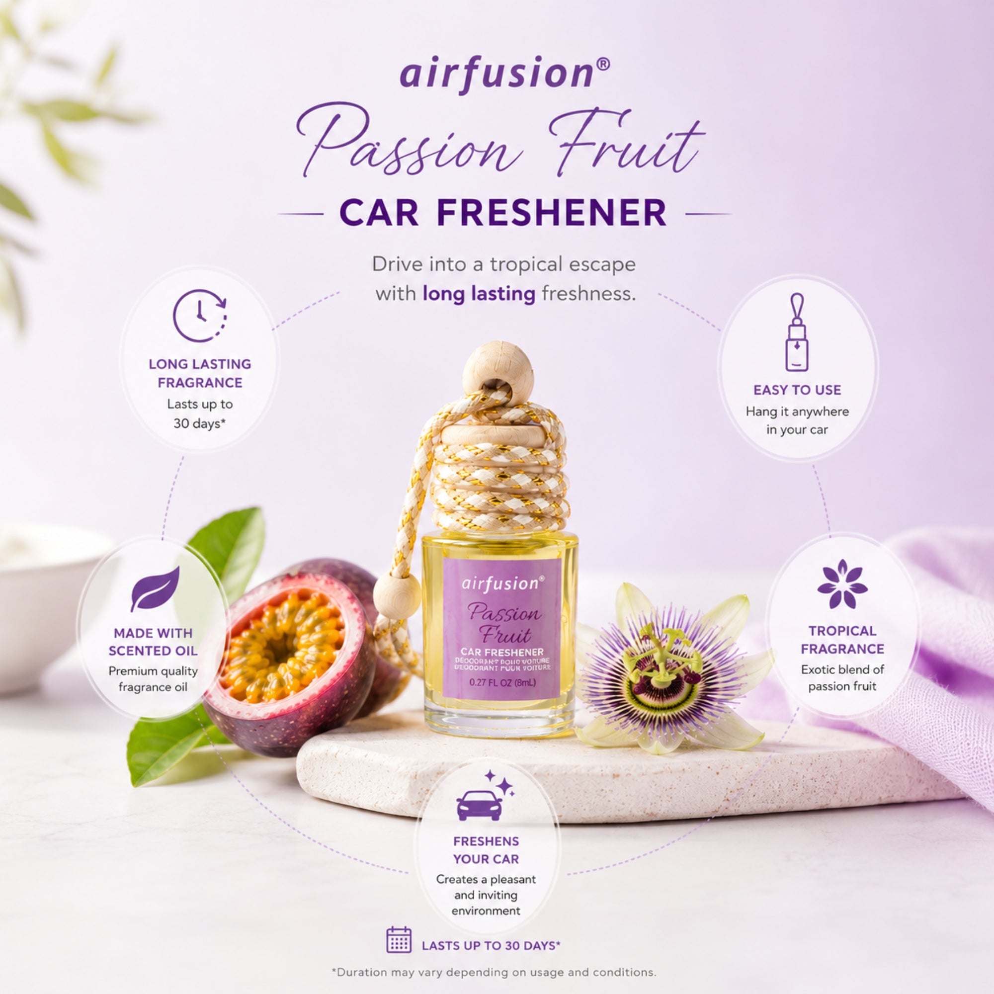 0.27oz Hanging Car Air Freshener Passion Fruit
