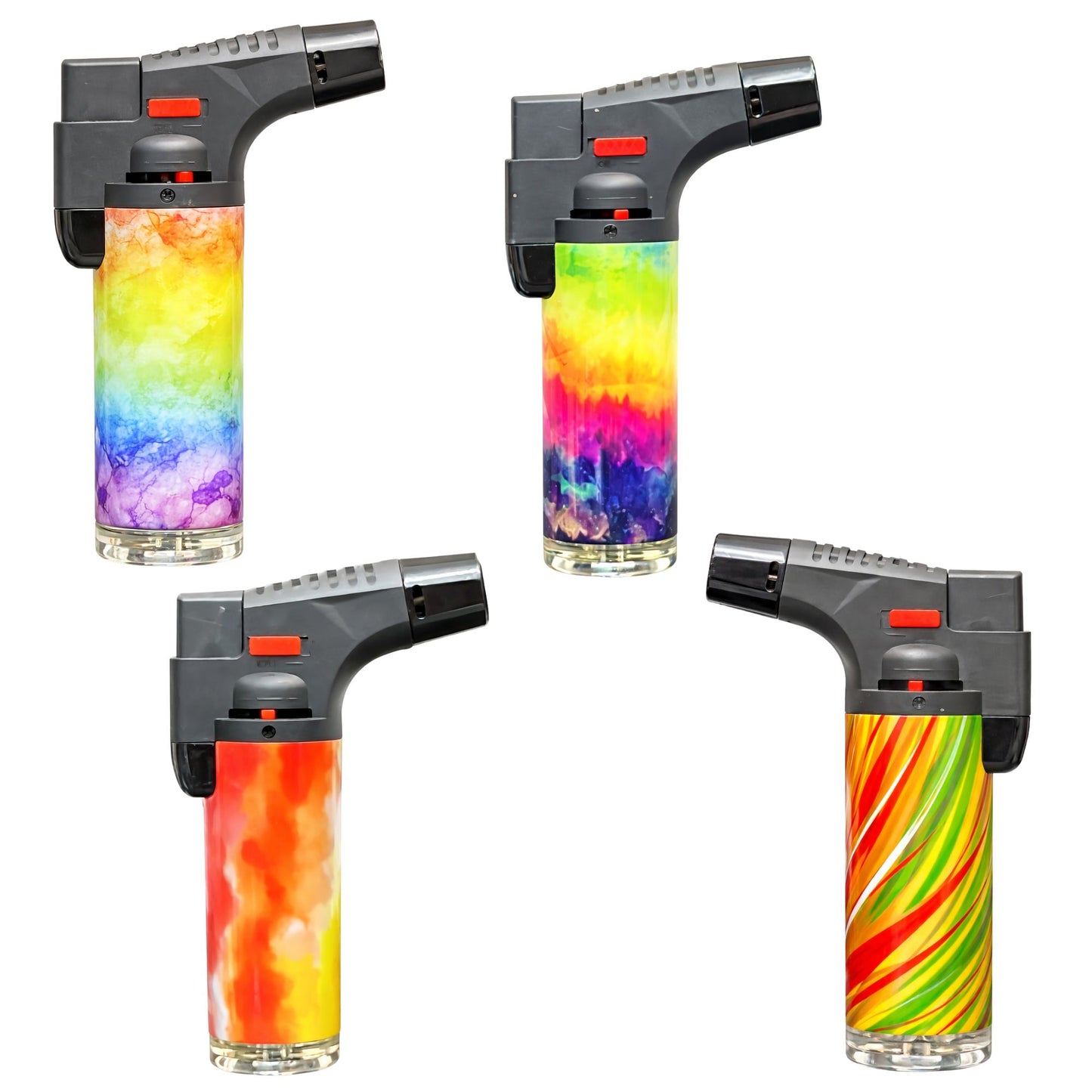 Blink 4.5-inch tie dye torch lighter refillable butane jet flame lighter with colorful design
