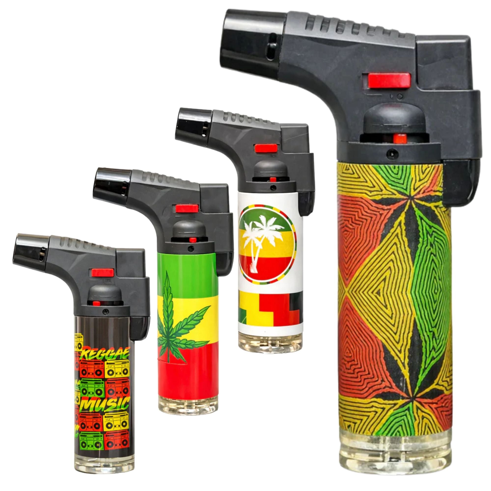 Blink 4.5" Torch Lighter – Rasta Theme Refillable Windproof Butane Flame Lighter
