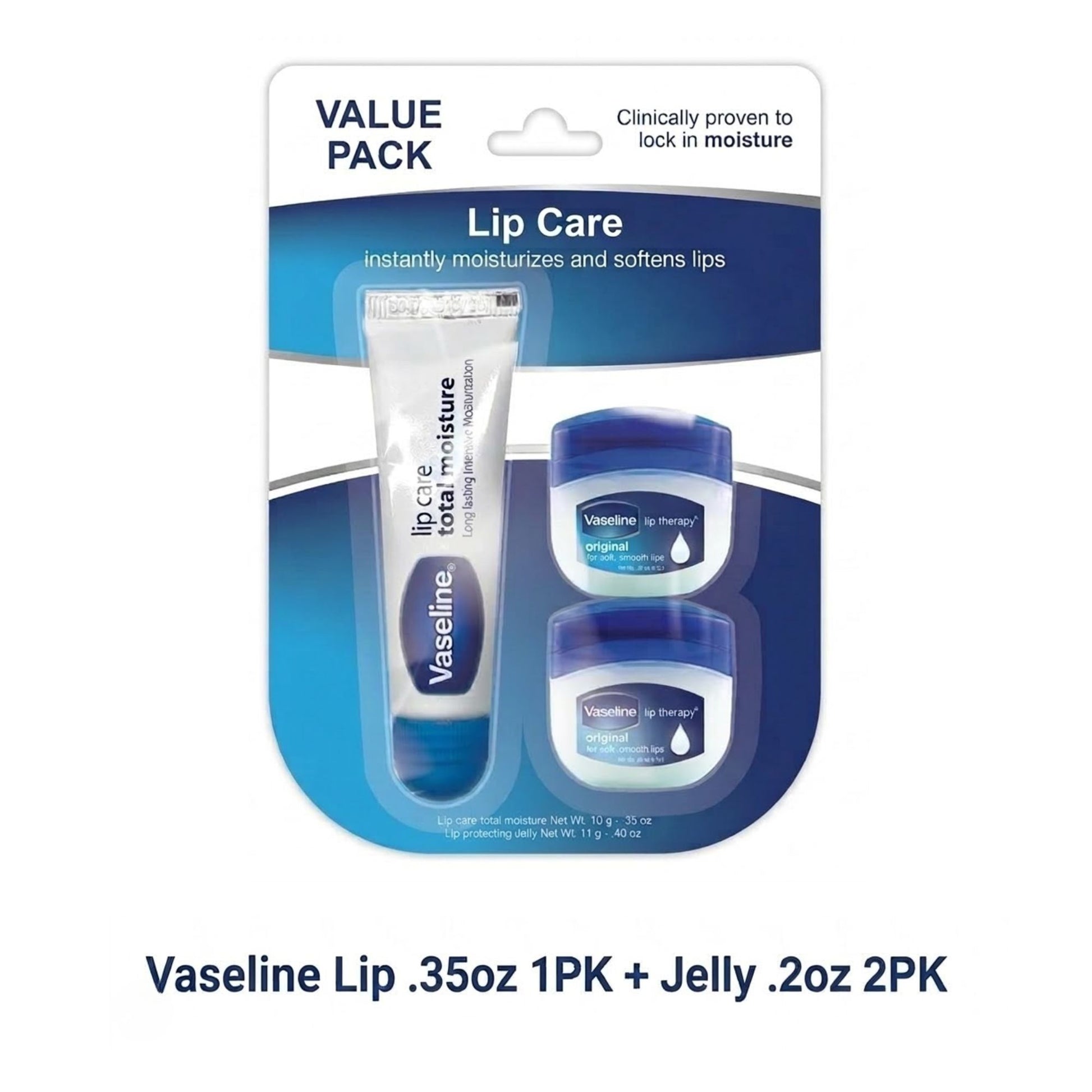 (Value Pack) Value Set 0.35 oz Vaseline Lip Care + 0.2 oz Lip Jelly
