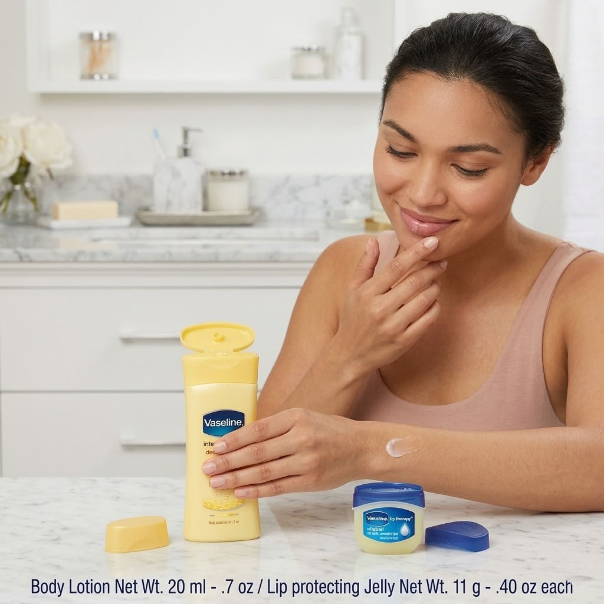 0.7 oz Vaseline Deep Restore Lotion + 0.42 oz Lip Jelly Value Pack Lip Vaseline size and feature image