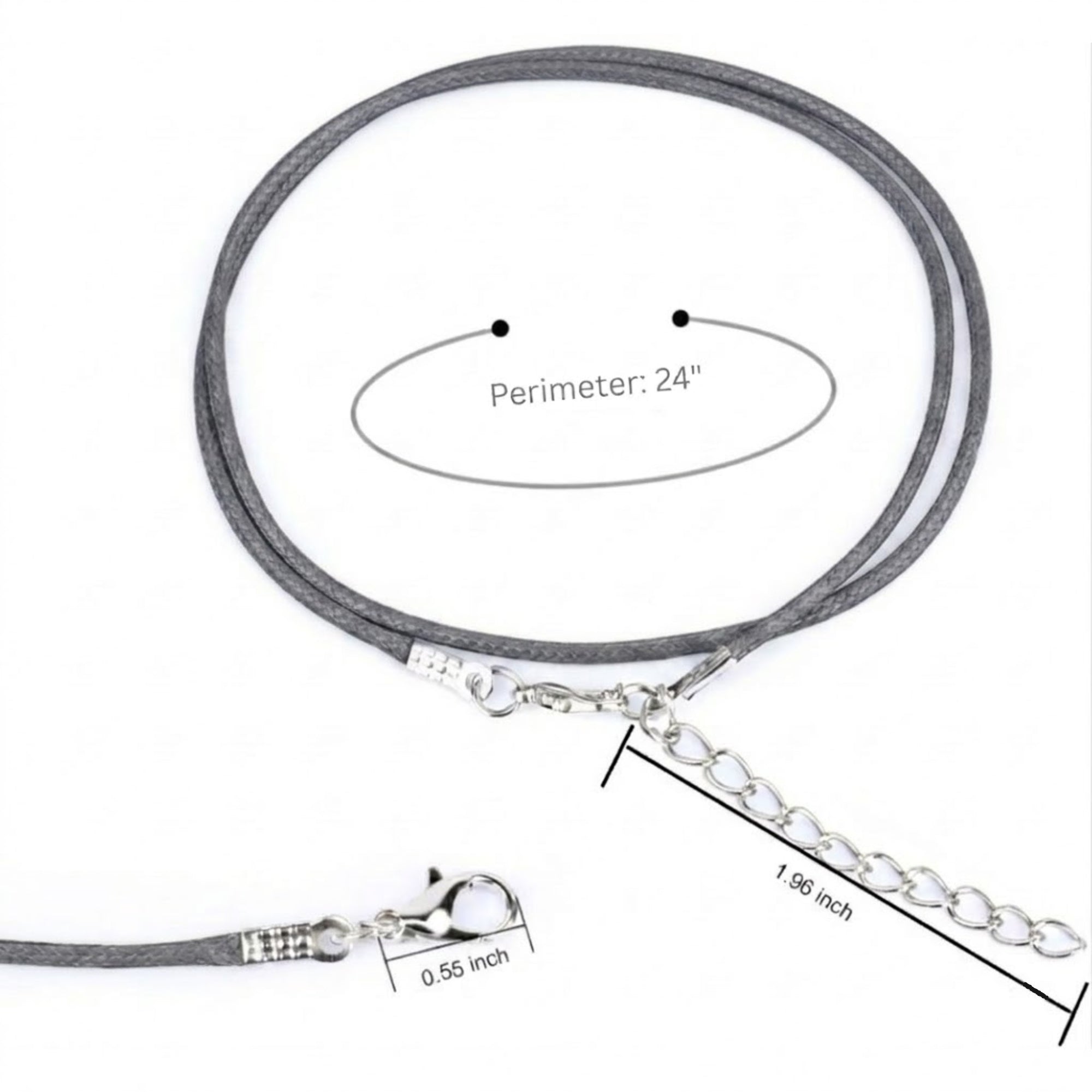 24" Waxed Leather Necklace Cord with Adjustable Clasp product detail image
