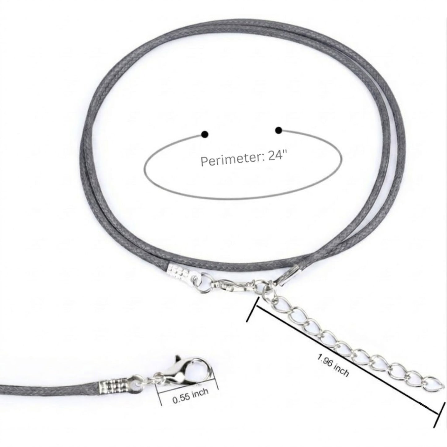 24" Waxed Leather Necklace Cord with Adjustable Clasp product detail image