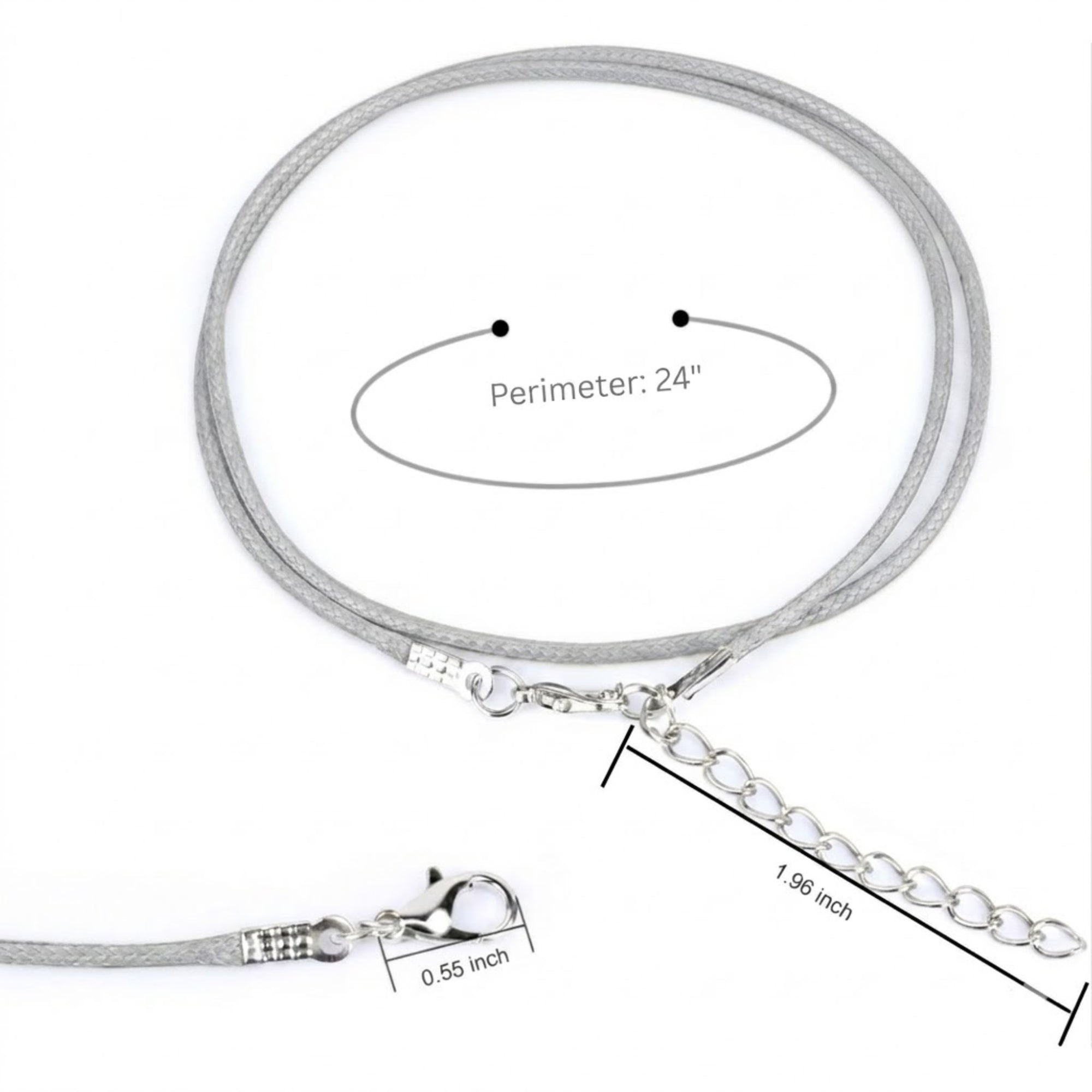 24" Waxed Leather Cord Necklace with Adjustable Clasp product detail image