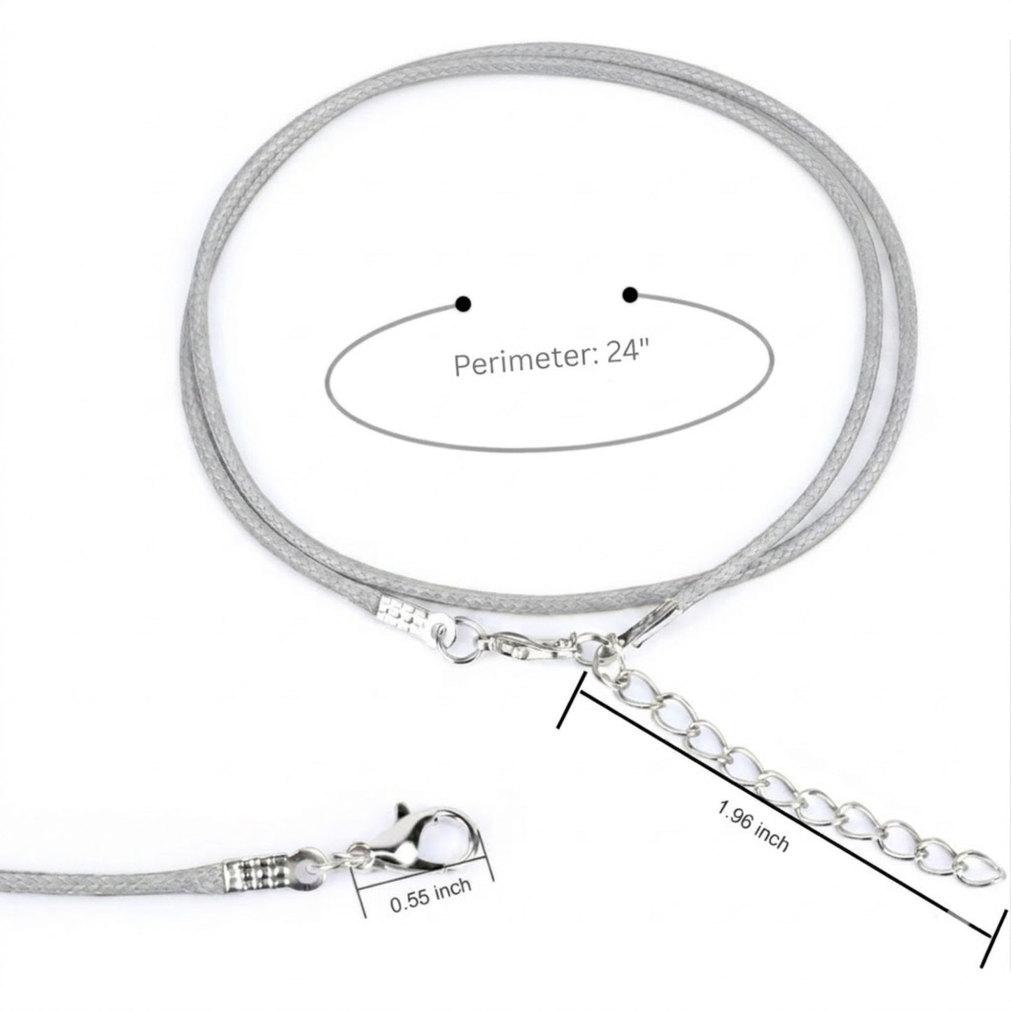 24" Waxed Leather Cord Necklace with Adjustable Clasp product detail image