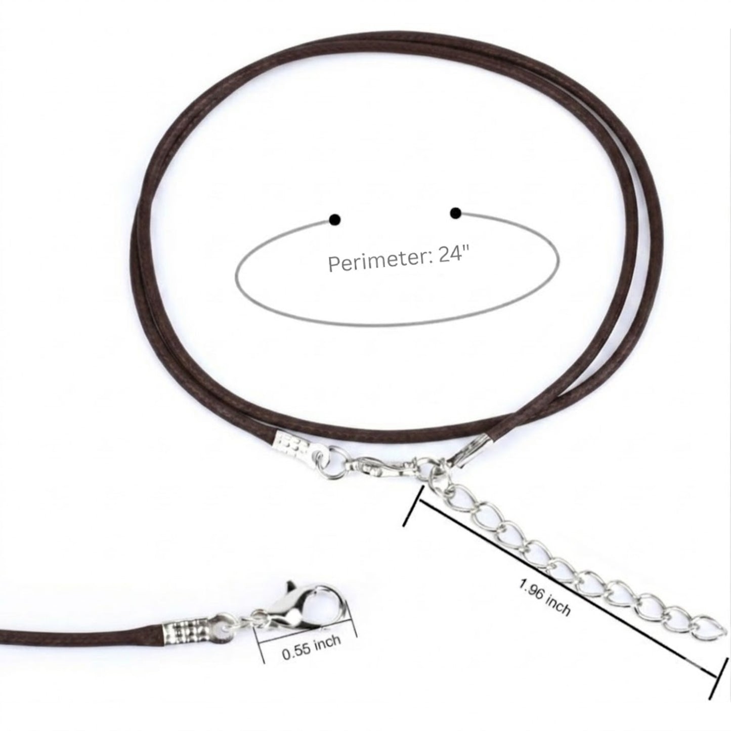 24" Waxed Leather Cord Necklace with Lobster Clasp Necklaces product detail image