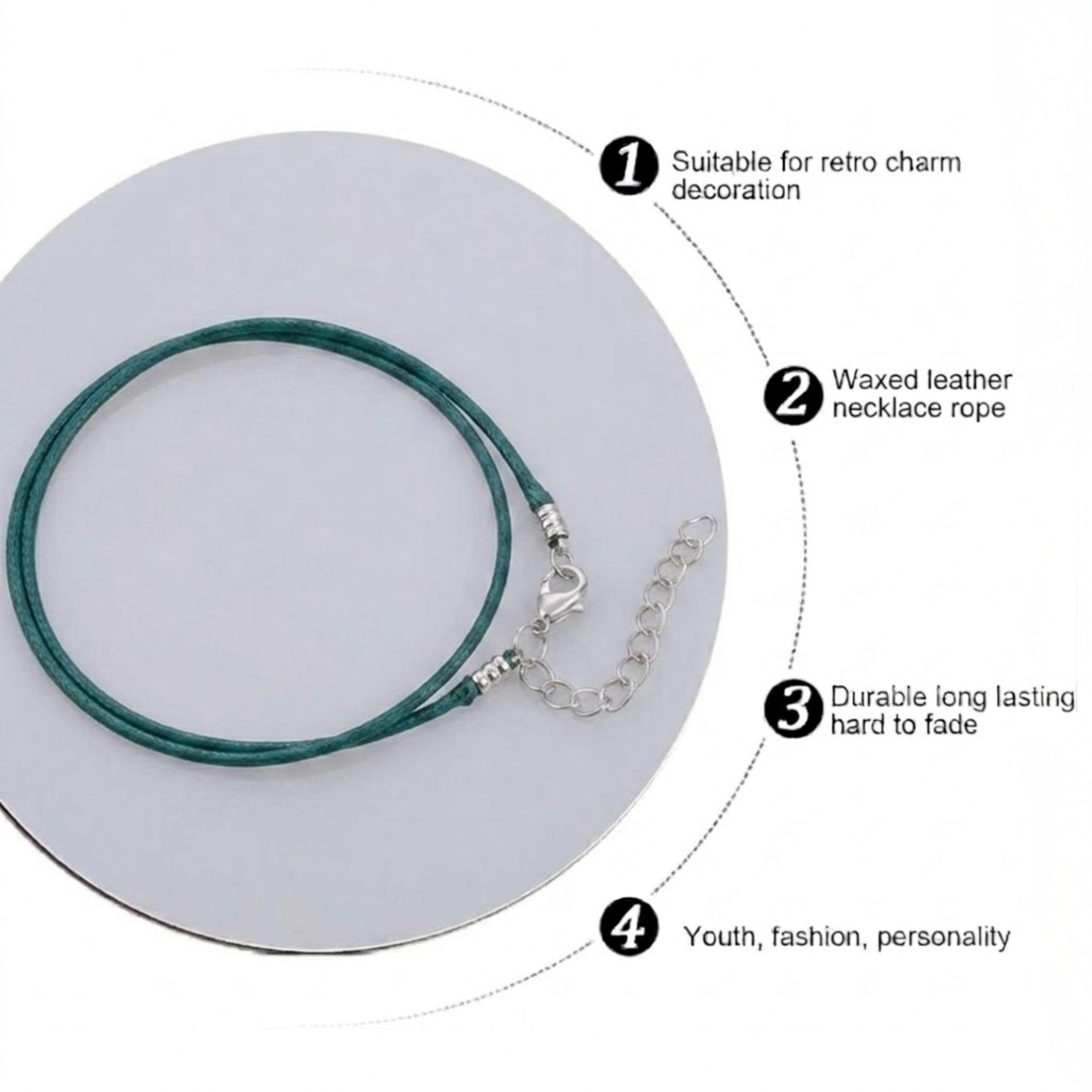 24" Waxed Leather Cord Necklace with Lobster Clasp Necklaces size and feature image
