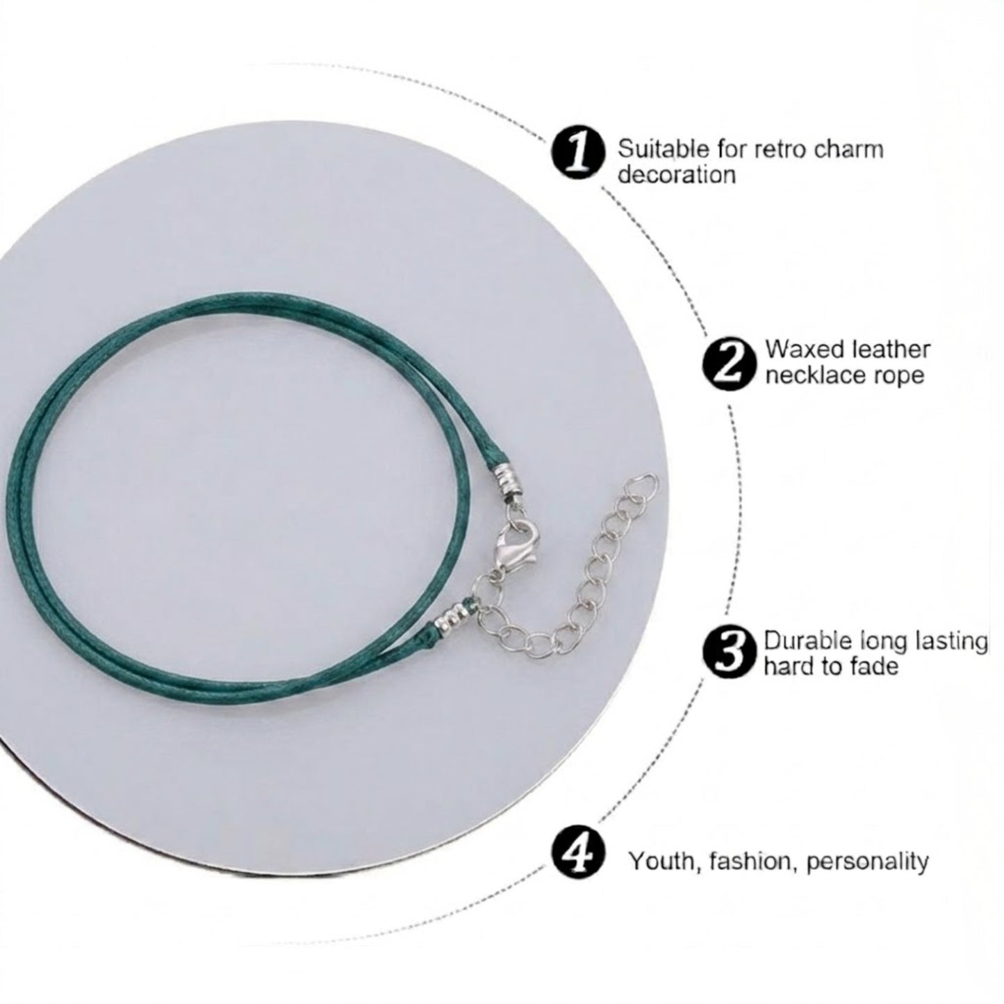 Waxed Leather Necklace Cord 24" with Secure Lobster Clasp