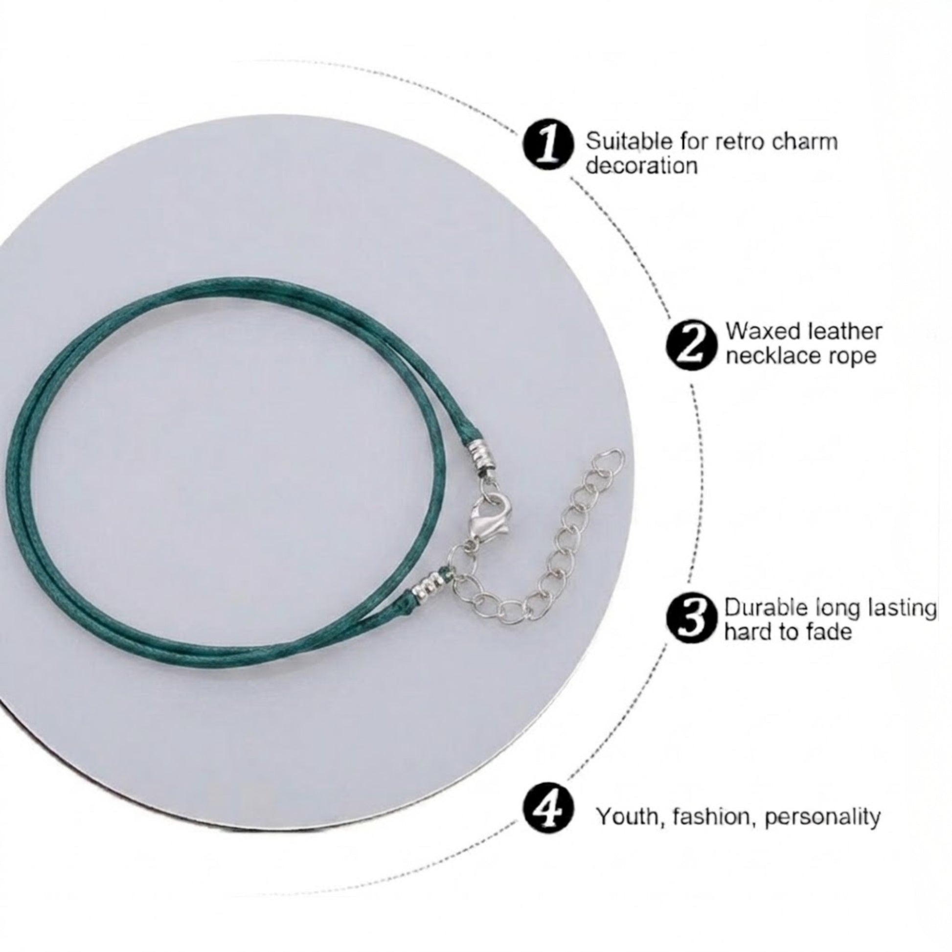 Waxed Leather Necklace Cord 24" with Secure Lobster Clasp