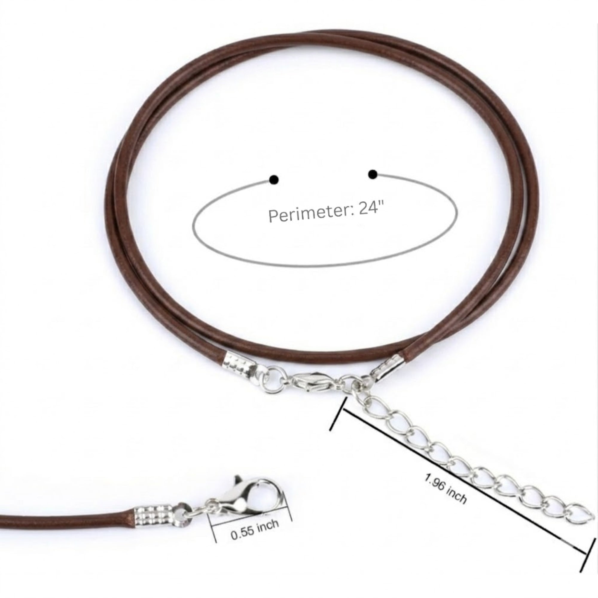 24" Waxed Leather Necklace Cord with Adjustable Lobster Clasp Necklaces product detail image