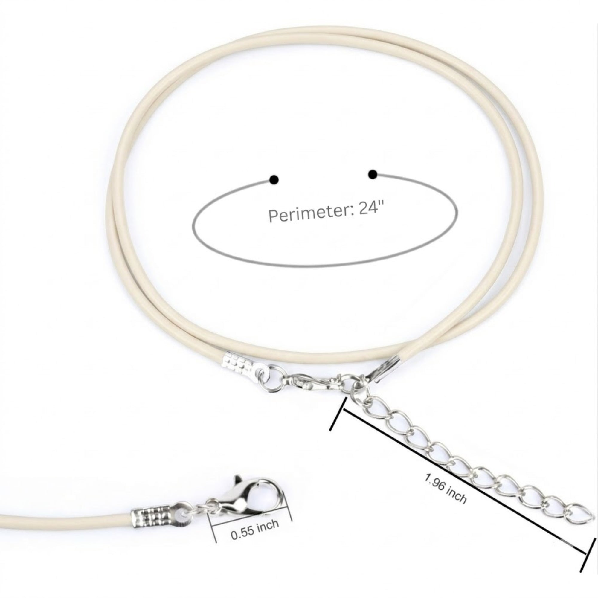 24" Waxed Leather Cord Necklace with Lobster Clasp product detail image