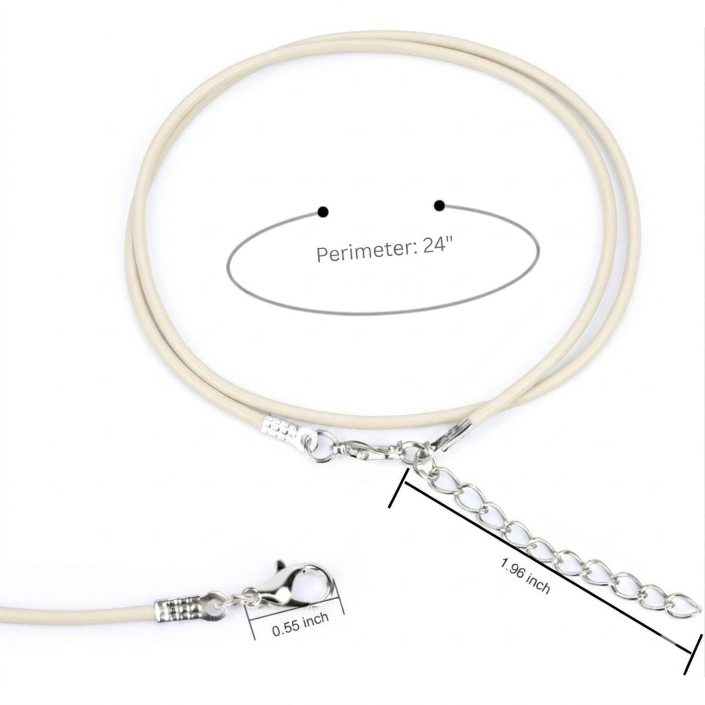 24" Waxed Leather Cord Necklace with Lobster Clasp product detail image