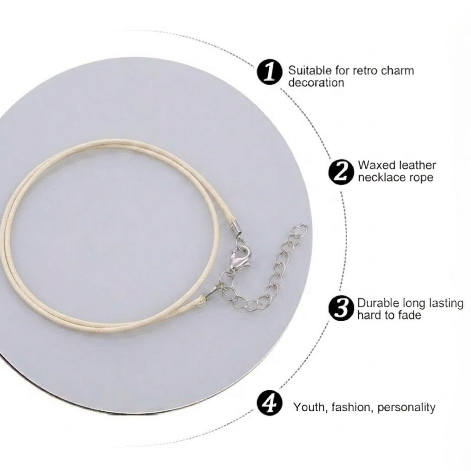 24" Waxed Leather Cord Necklace with Lobster Clasp size and feature image
