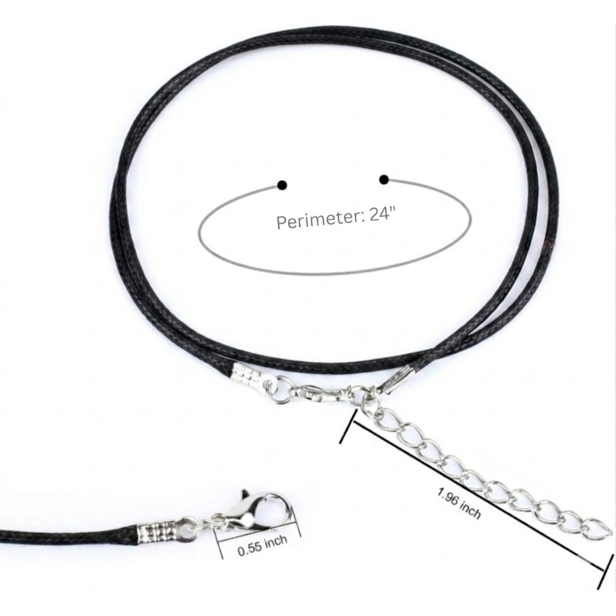 24" Waxed Leather Cord Necklace with Adjustable Silver Clasp Necklaces product detail image