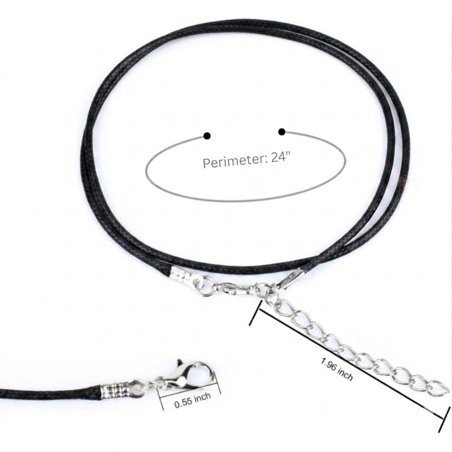 24" Waxed Leather Cord Necklace with Adjustable Silver Clasp Necklaces product detail image