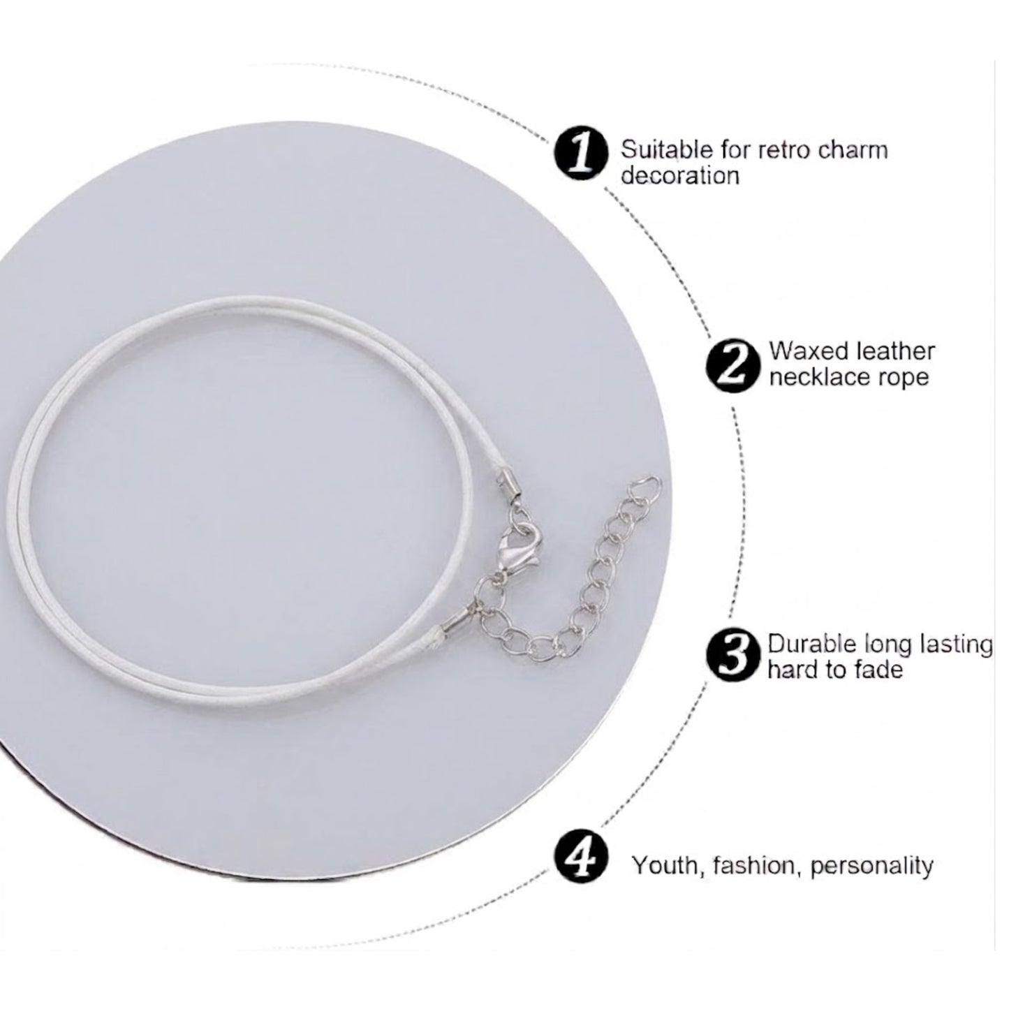 24" Premium Waxed Leather Cord Necklace with Adjustable Clasp Necklaces size and feature image