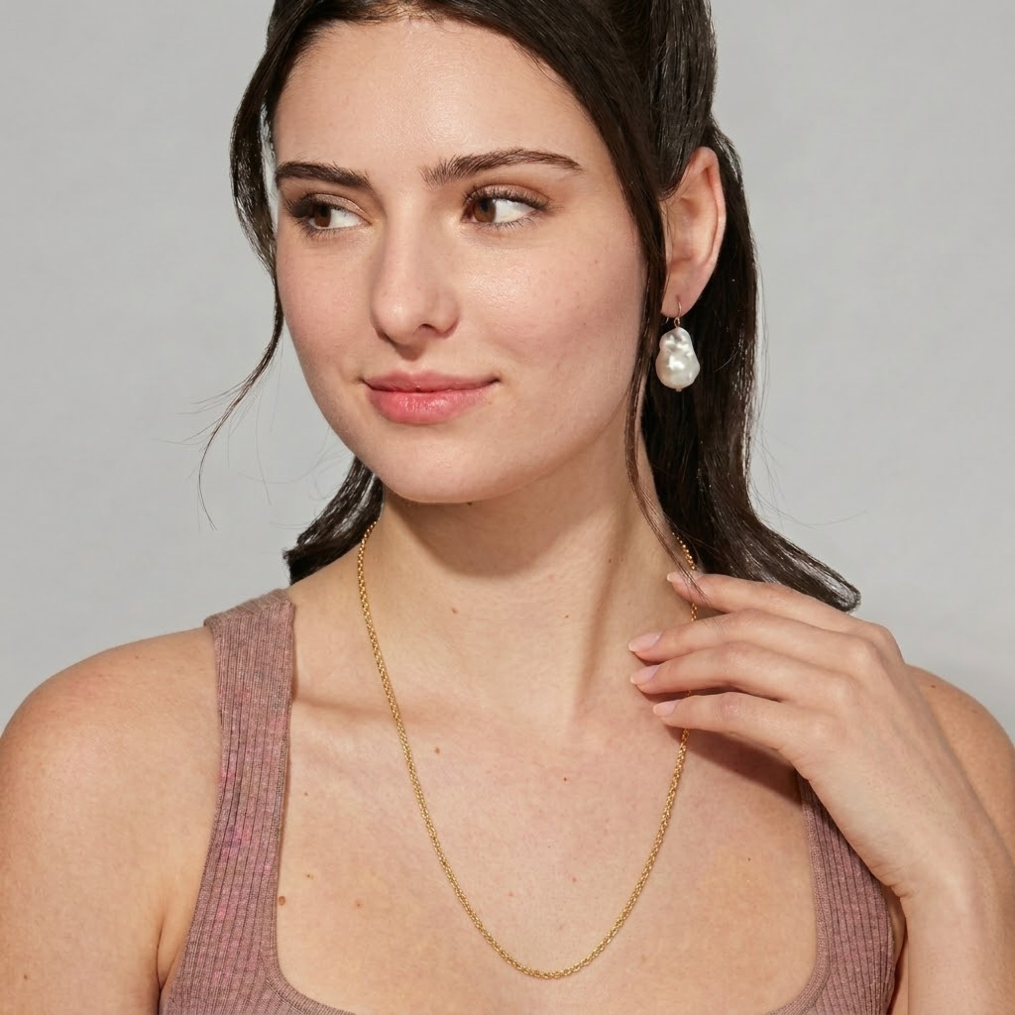 18" Simple Long Gold Chain Necklace Jewelry for Women product detail image