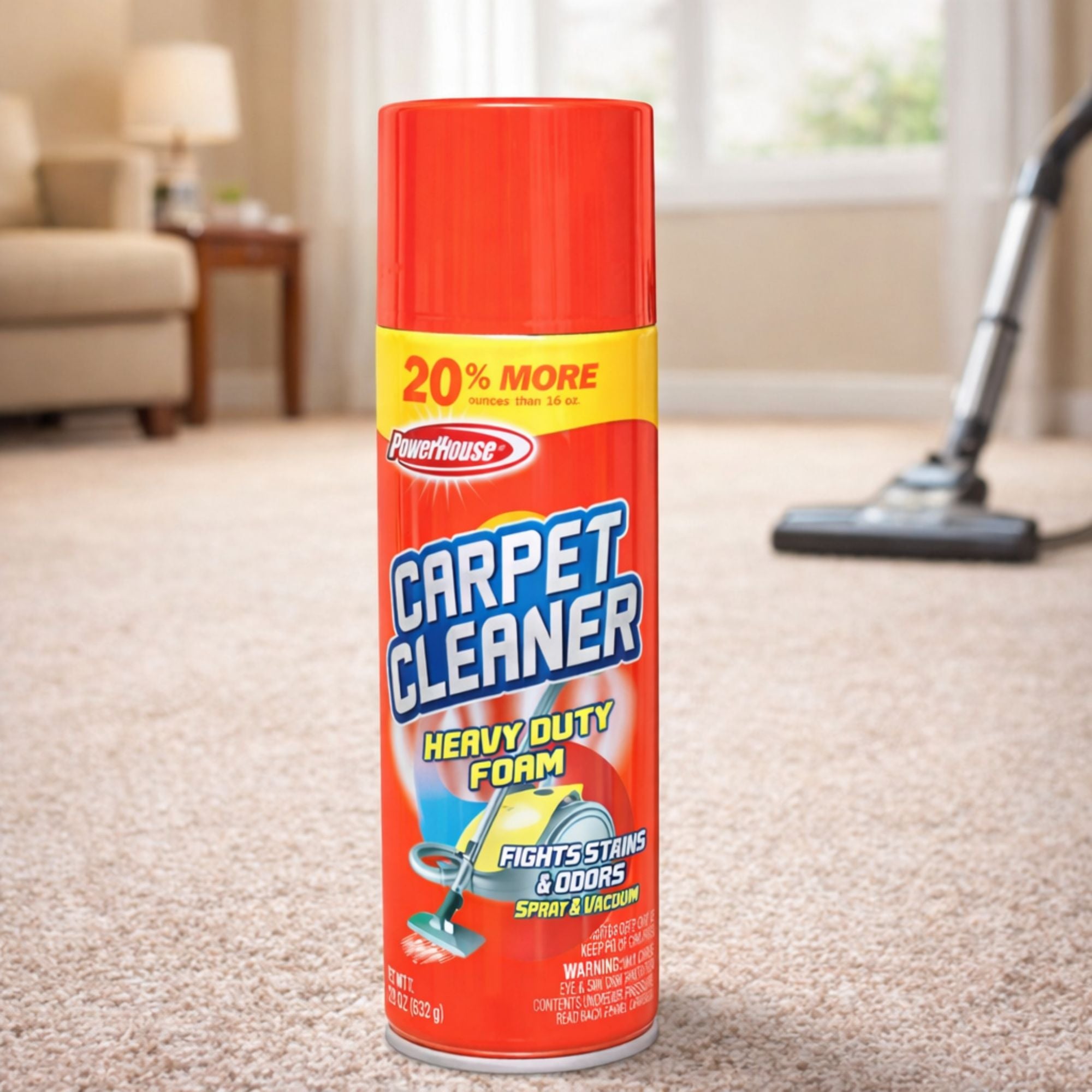 20oz Carpet Cleaner Foam: Heavy Duty Stain Odor Removal Spray PowerHouse - 99Everything