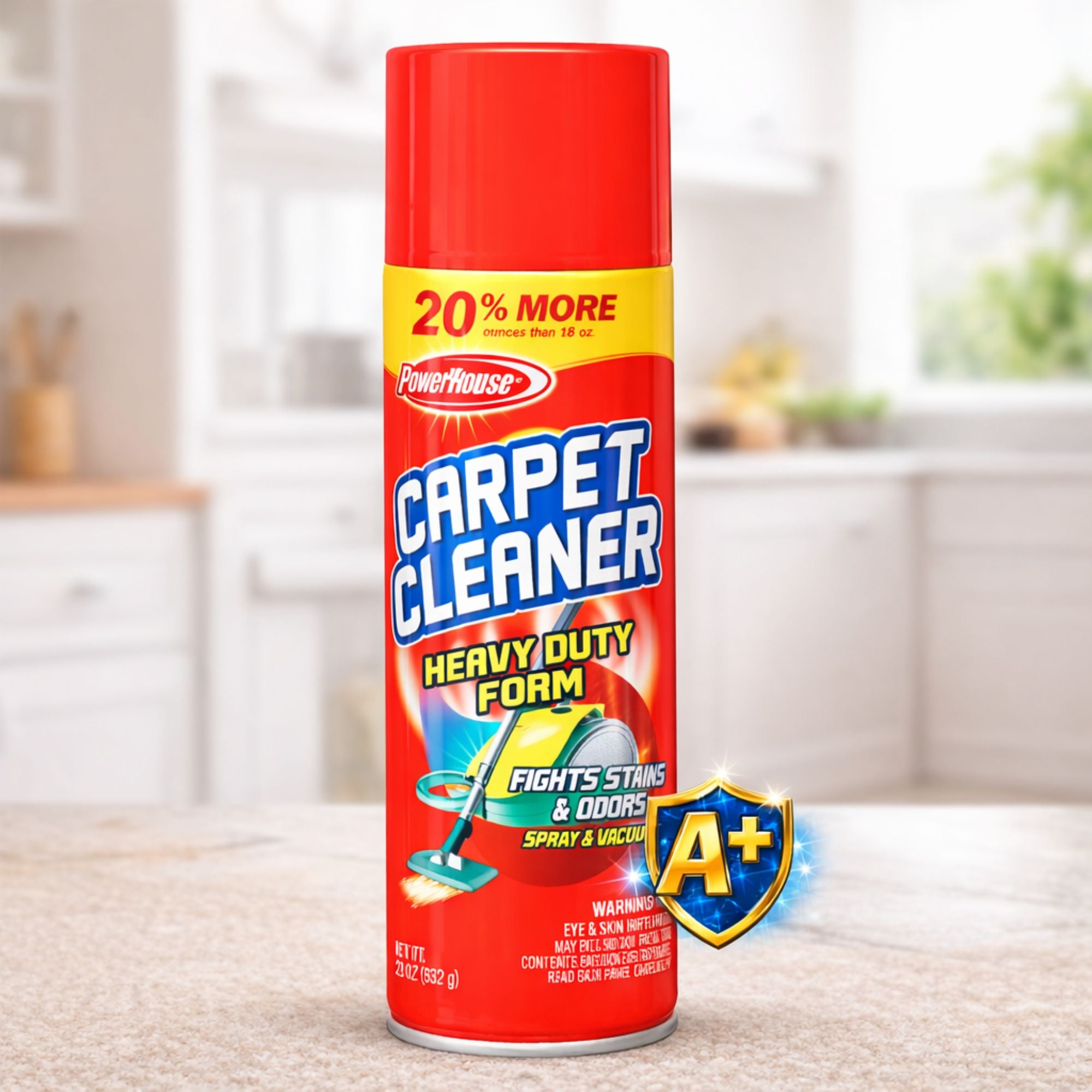 20oz Carpet Cleaner Foam: Heavy Duty Stain Odor Removal Spray PowerHouse size and feature image