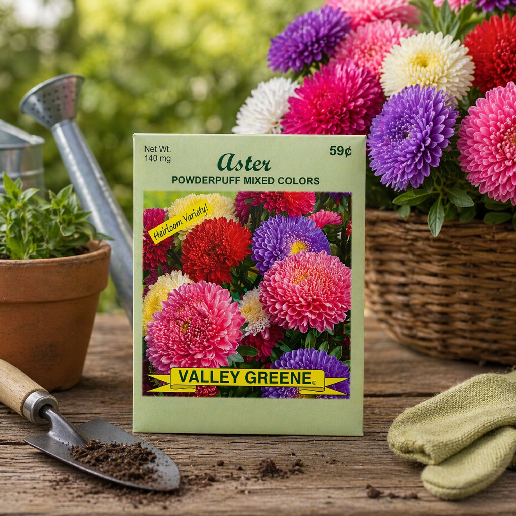 140mg Aster Powderpuff Seeds Heirloom Easy Grow Flowers:2 Pack lifestyle use image