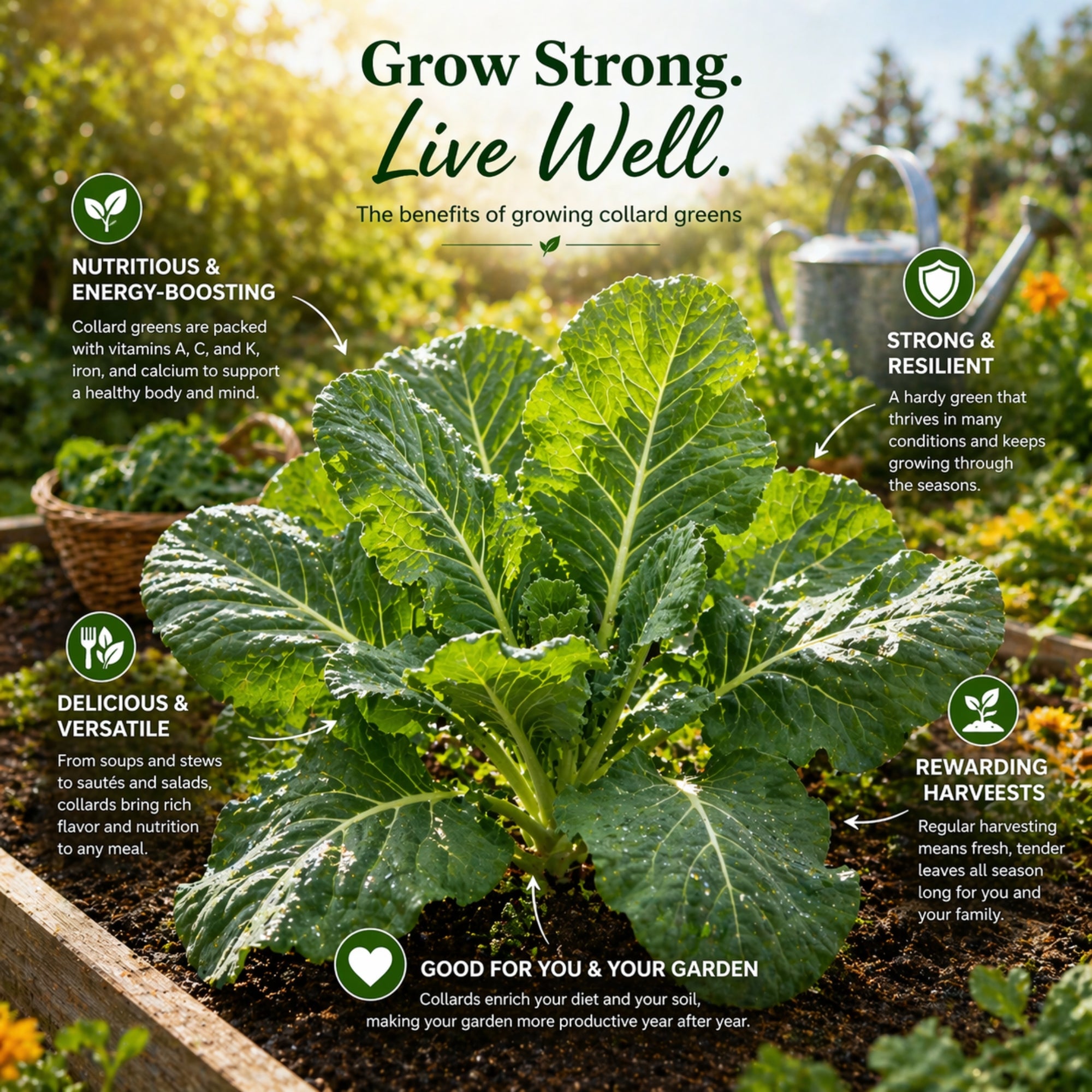 800mg Georgia Southern Collard Greens Heirloom Seed Pack lifestyle use image