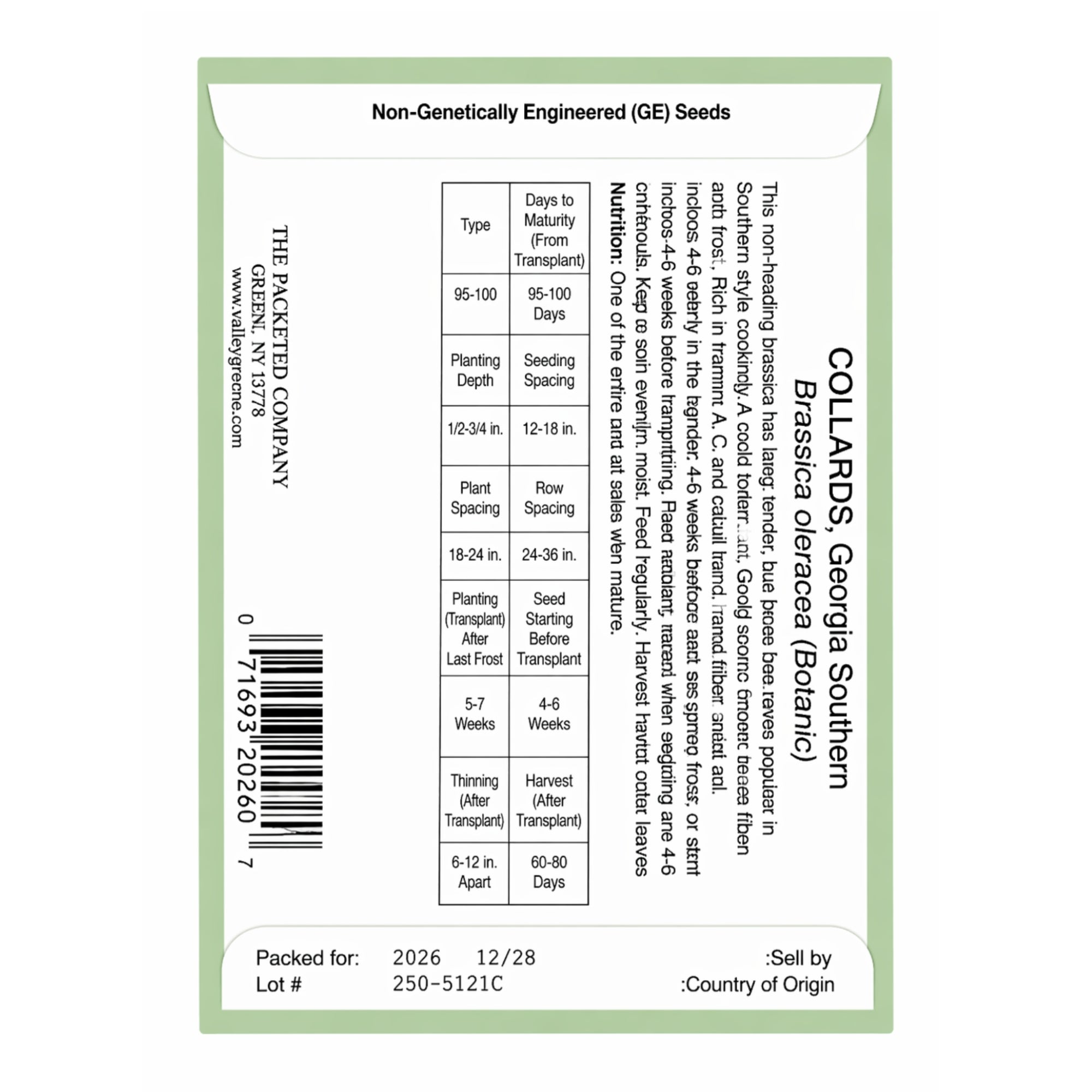 800mg Georgia Southern Collard Greens Heirloom Seed Pack product image 5