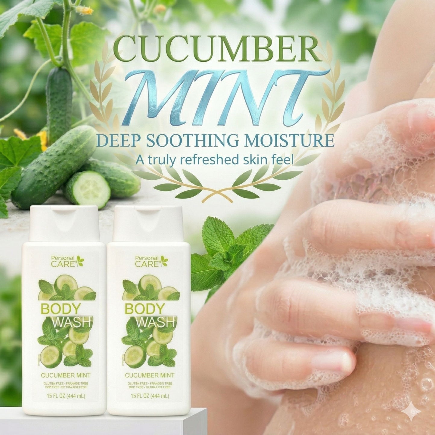15 fl oz Personal Care Cucumber Mint Body Wash Bath Essential size and feature image