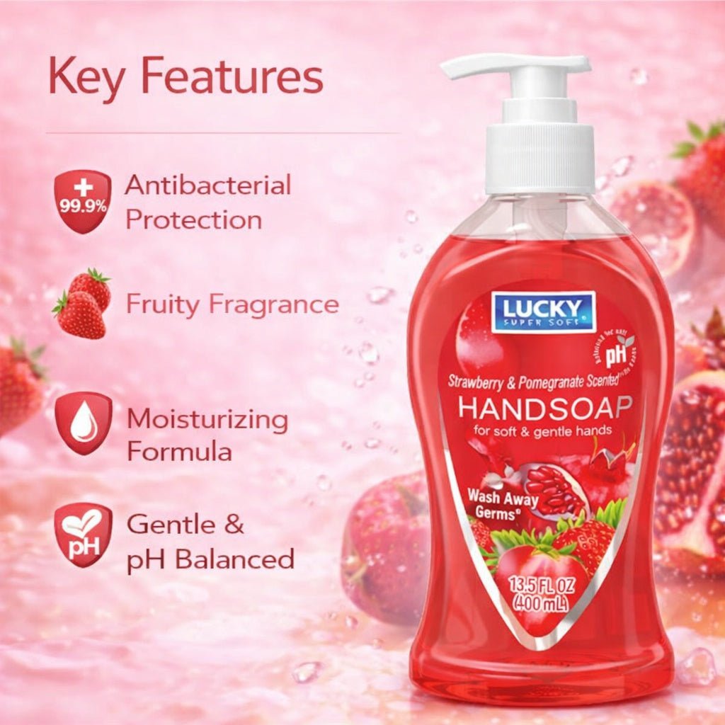 13.5 oz Strawberry & Pomegranate Hand Soap – Antibacterial Wash Antibacterial Liquid Soap product detail image