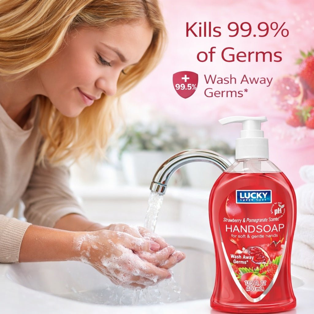 13.5 oz Strawberry & Pomegranate Hand Soap – Antibacterial Wash Antibacterial Liquid Soap size and feature image