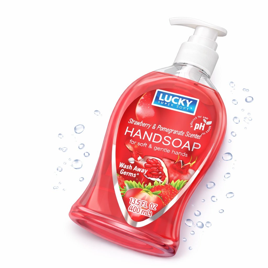 13.5 oz Strawberry & Pomegranate Hand Soap – Antibacterial Wash Antibacterial Liquid Soap lifestyle use image