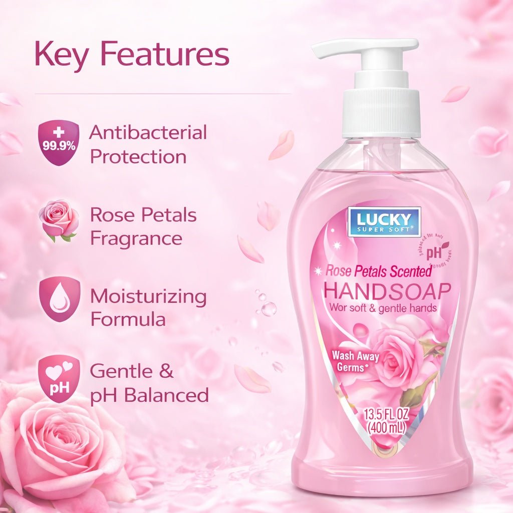 13.5 oz Rose Petals Hand Soap – Gentle Moisturizing Antibacterial Wash Antibacterial Liquid Soap product detail image