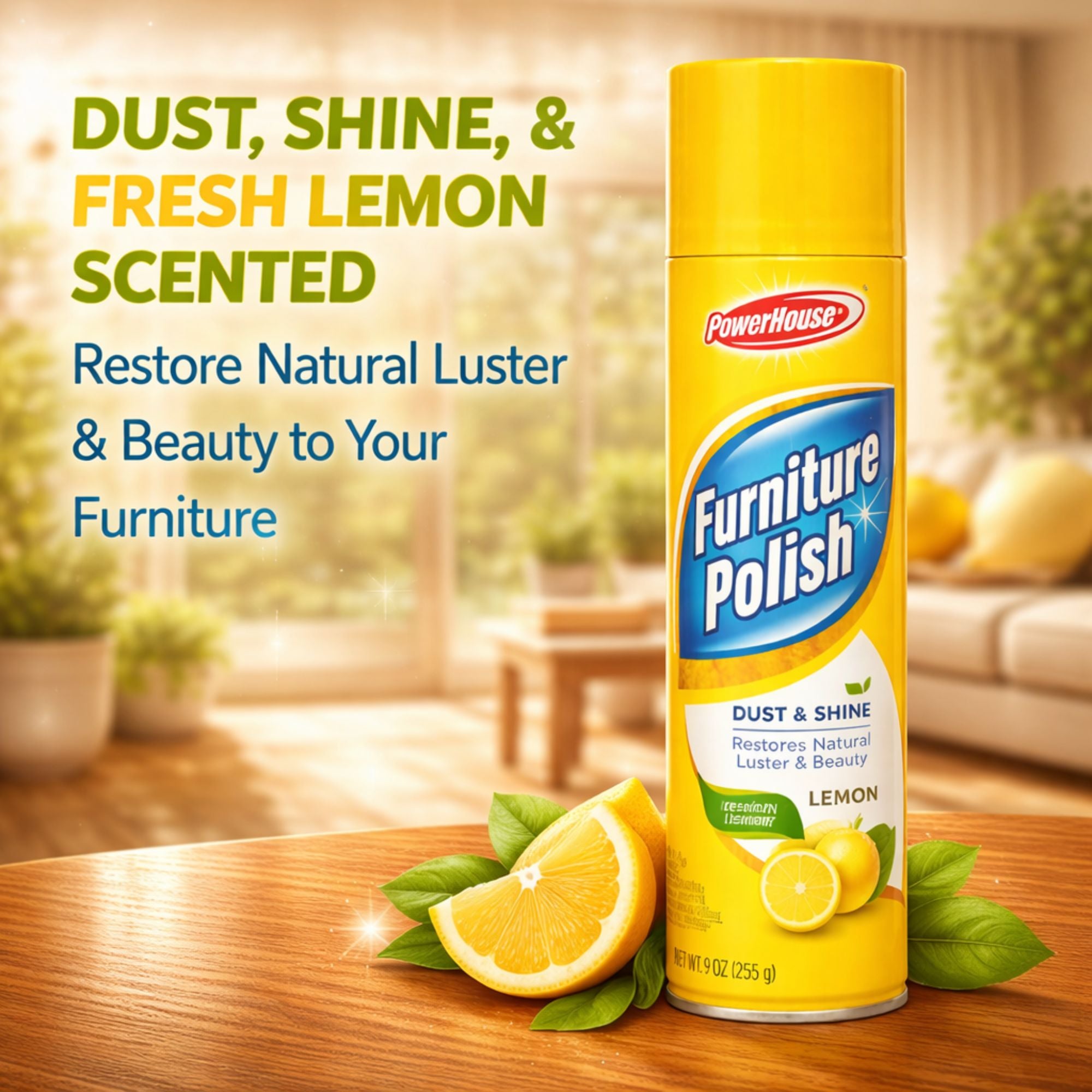9oz Furniture Polish Spray: Dust Shine Restores Wood Luster Lemon Scent Home Care product detail image