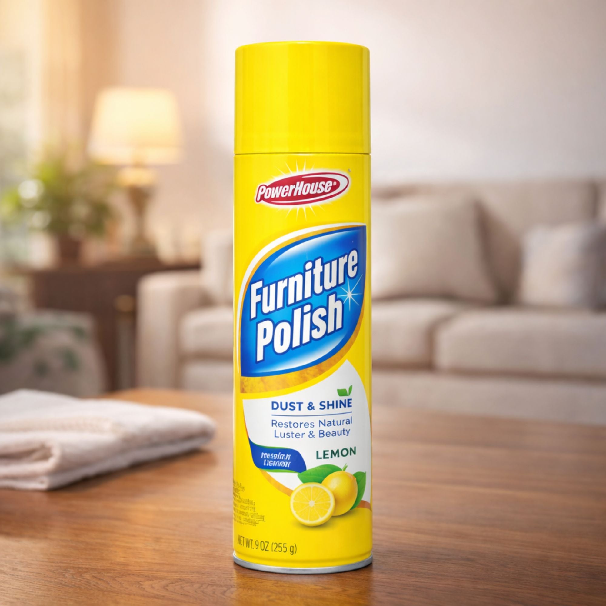 9oz Furniture Polish Spray: Dust Shine Restores Wood Luster Lemon Scent Home Care lifestyle use image