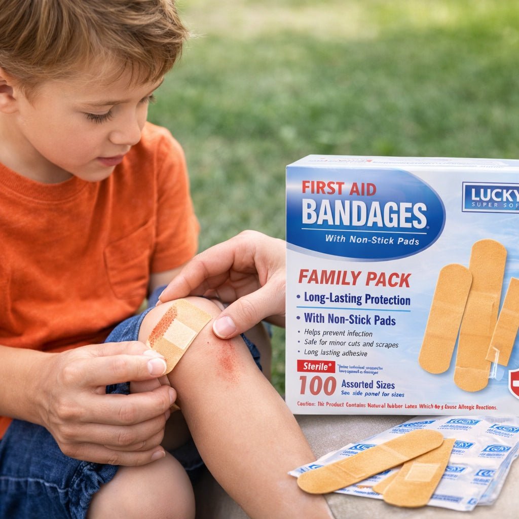 100 ct First Aid Bandages – Sterile Adhesive Strips Family Pack Adhesive Bandages size and feature image