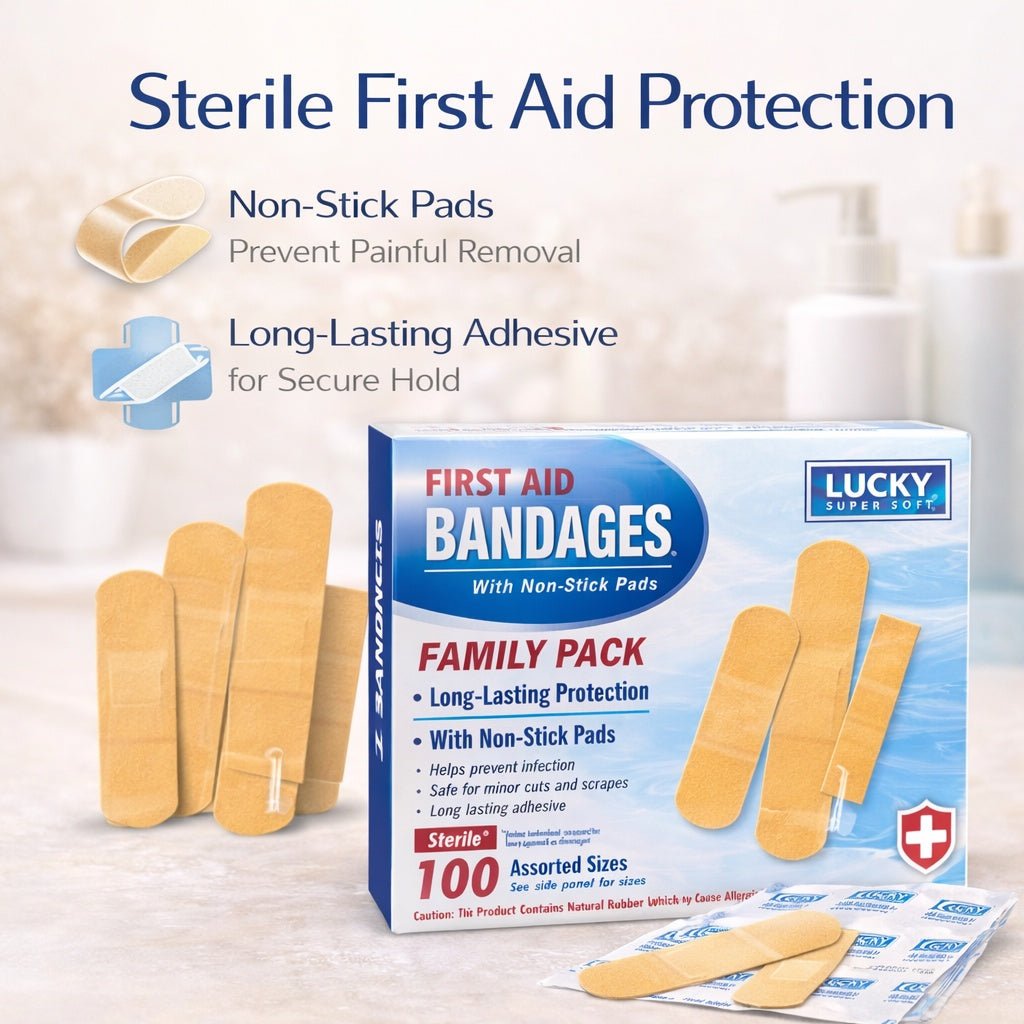 100 ct First Aid Bandages – Sterile Adhesive Strips Family Pack Adhesive Bandages lifestyle use image